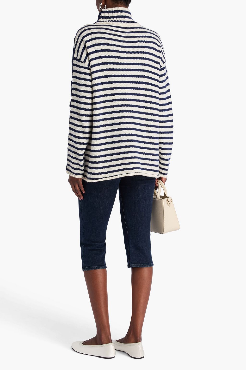 CLAUDIE PIERLOT 스트라이프 니트 터틀넥 스웨터
