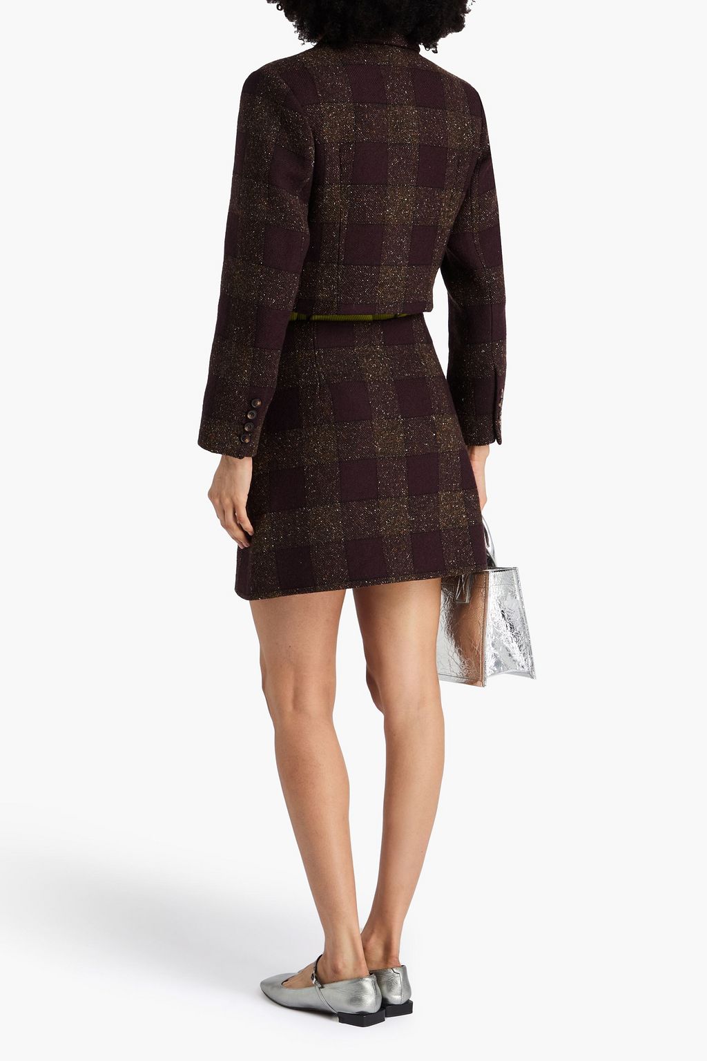 CLAUDIE PIERLOT Cropped checked bouclé blazer