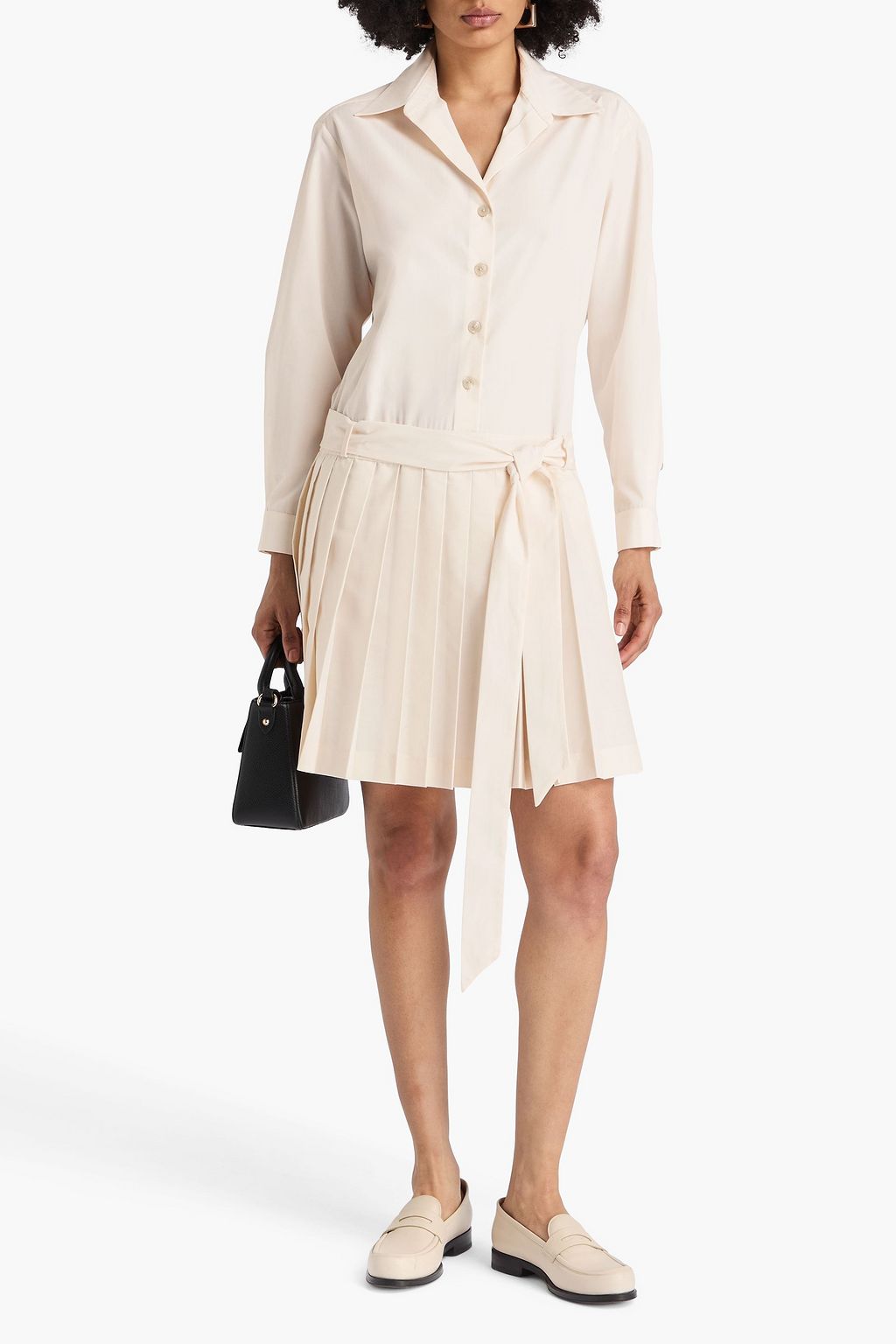 CLAUDIE PIERLOT 織地 シャツワンピース プリーツ入り