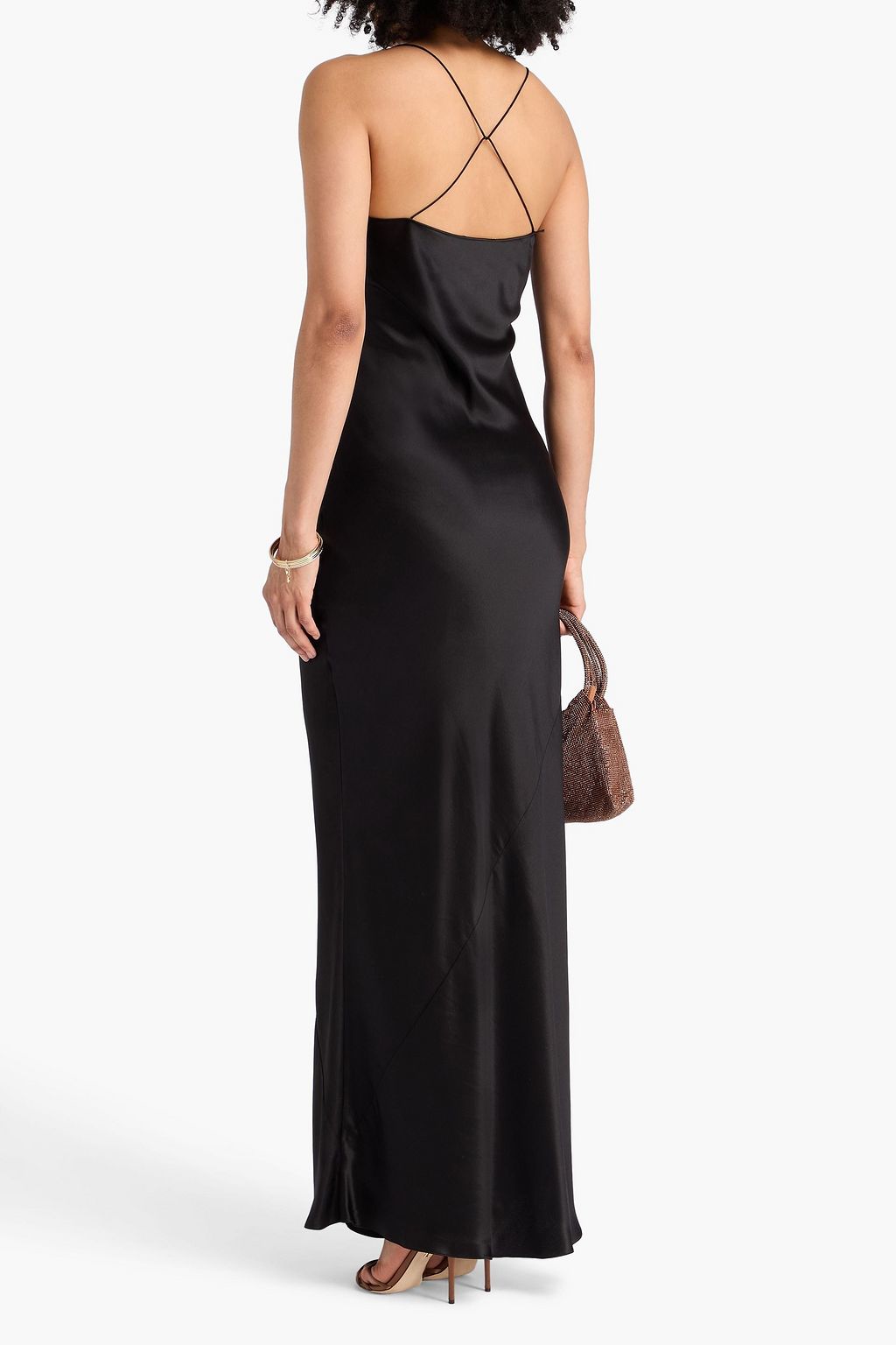SAINT LAURENT Silk-satin maxi slip dress