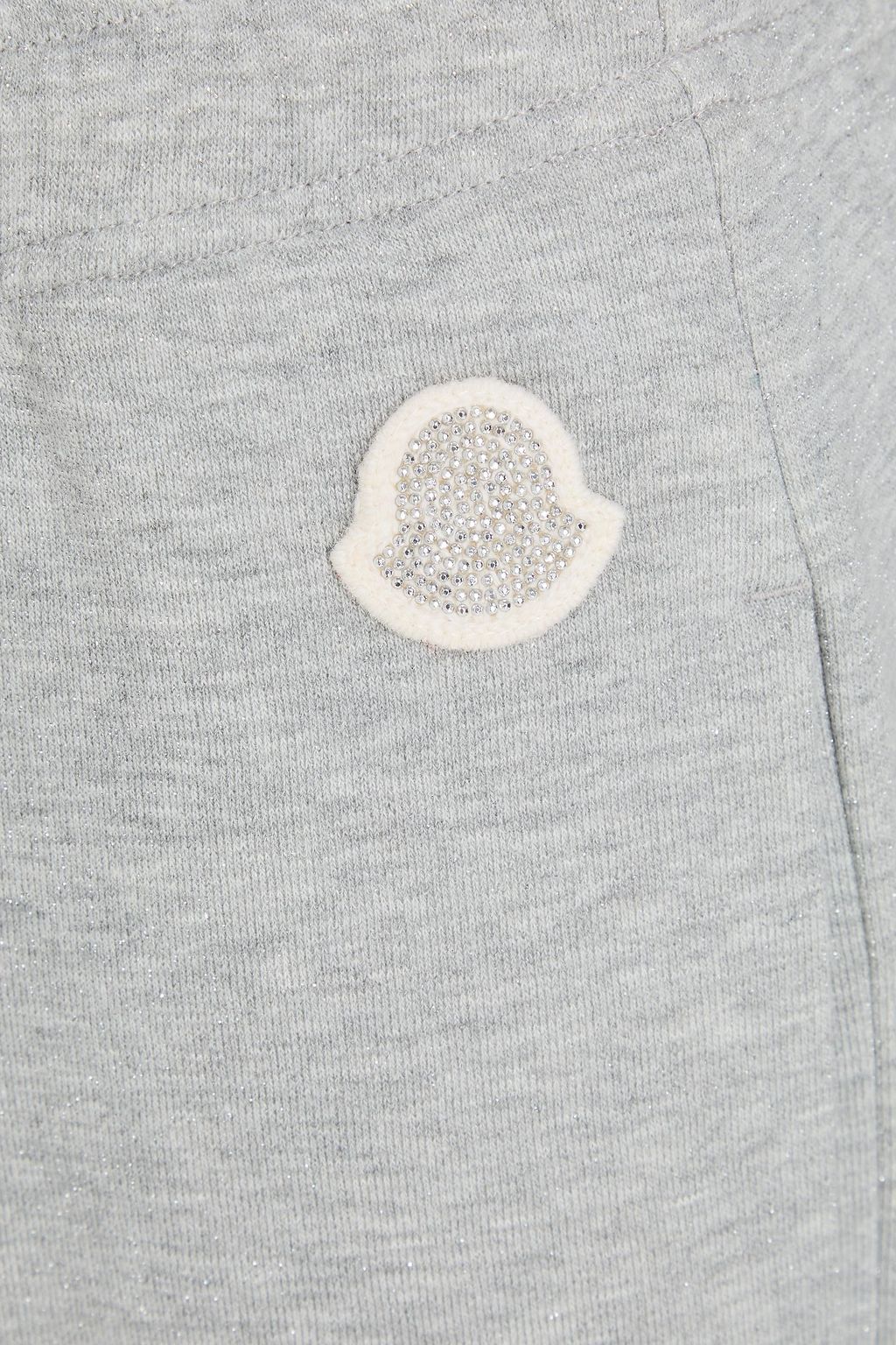 MONCLER Metallic cotton-blend fleece track pants