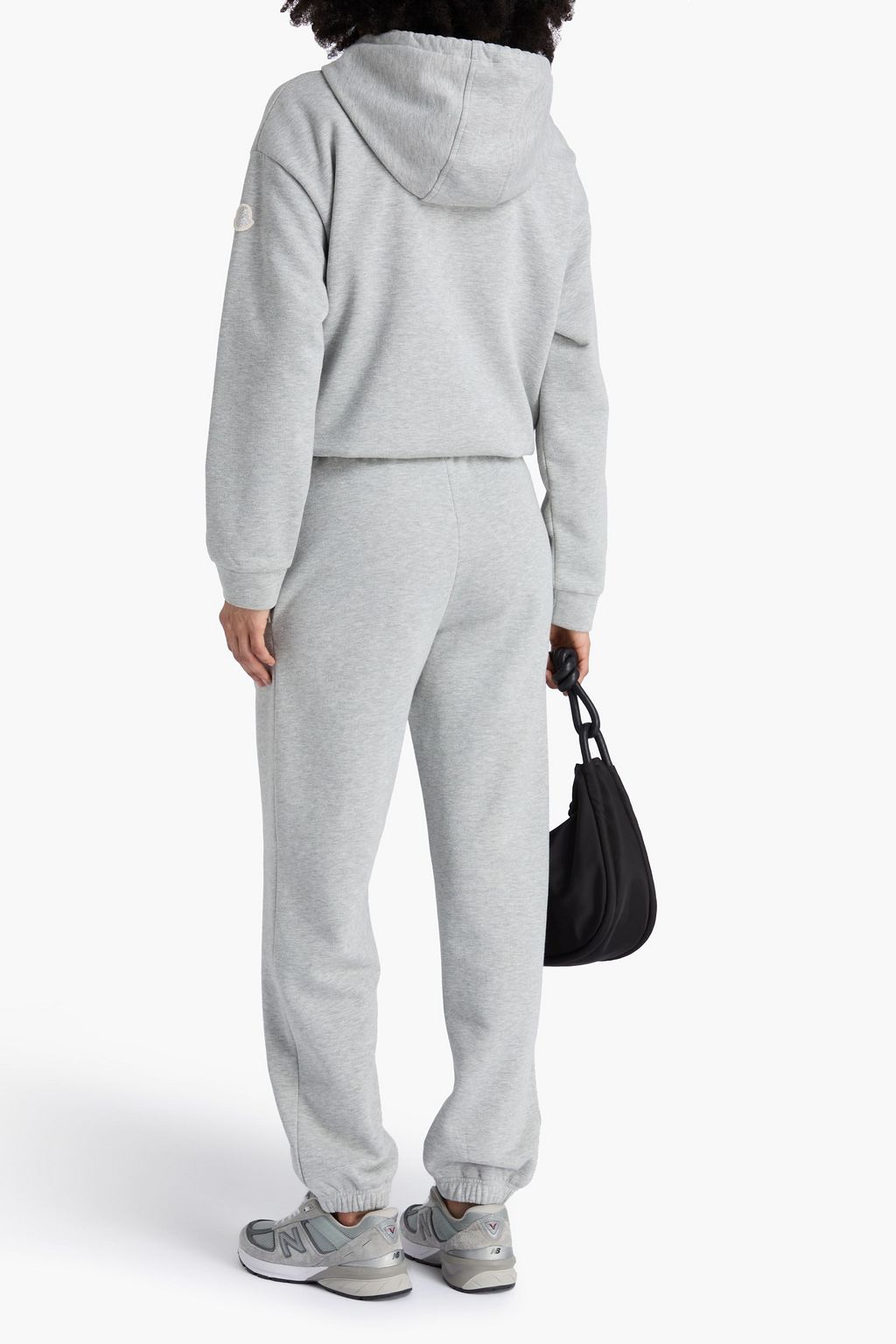 MONCLER Metallic cotton-blend fleece track pants