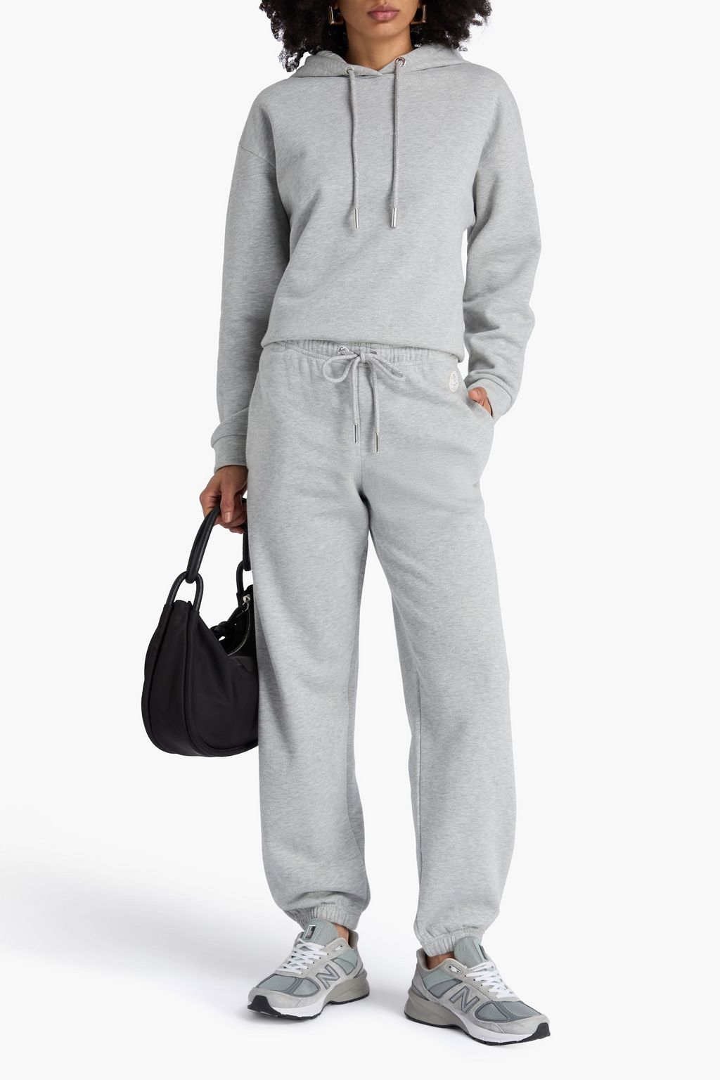 MONCLER Metallic cotton-blend fleece track pants