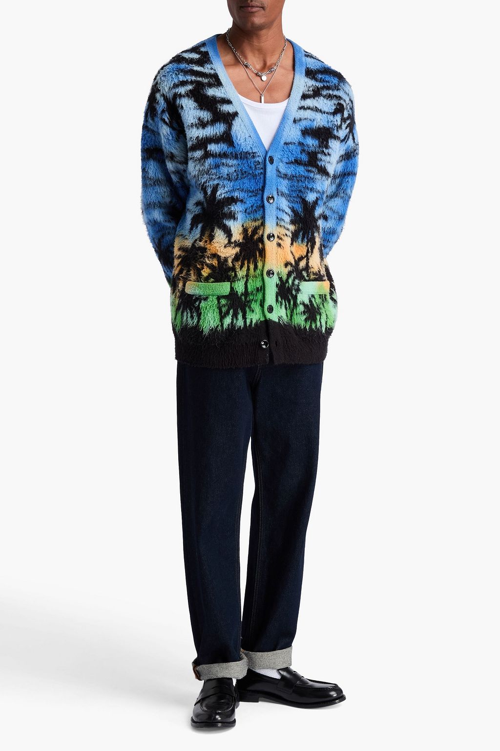 CELINE Brushed cotton-blend jacquard cardigan