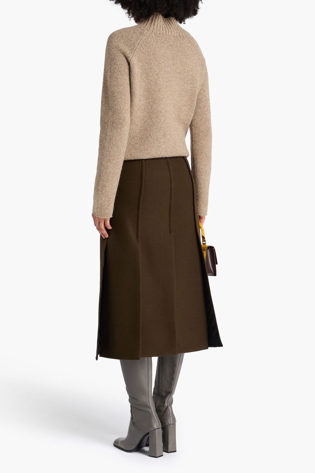 CLAUDIE PIERLOT 인타르시아 울 실크 혼방 터틀넥 스웨터