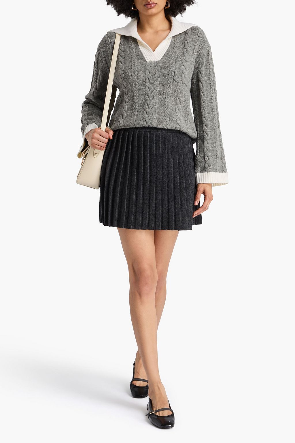 CLAUDIE PIERLOT تنورة قصيرة بتصميم محبوك مزينة بكسرات