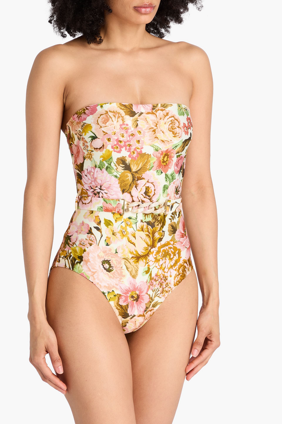  Zimmermann - Bandeau-badeanzug Mit Floralem Print Und Gürtel - Bunt - 0 