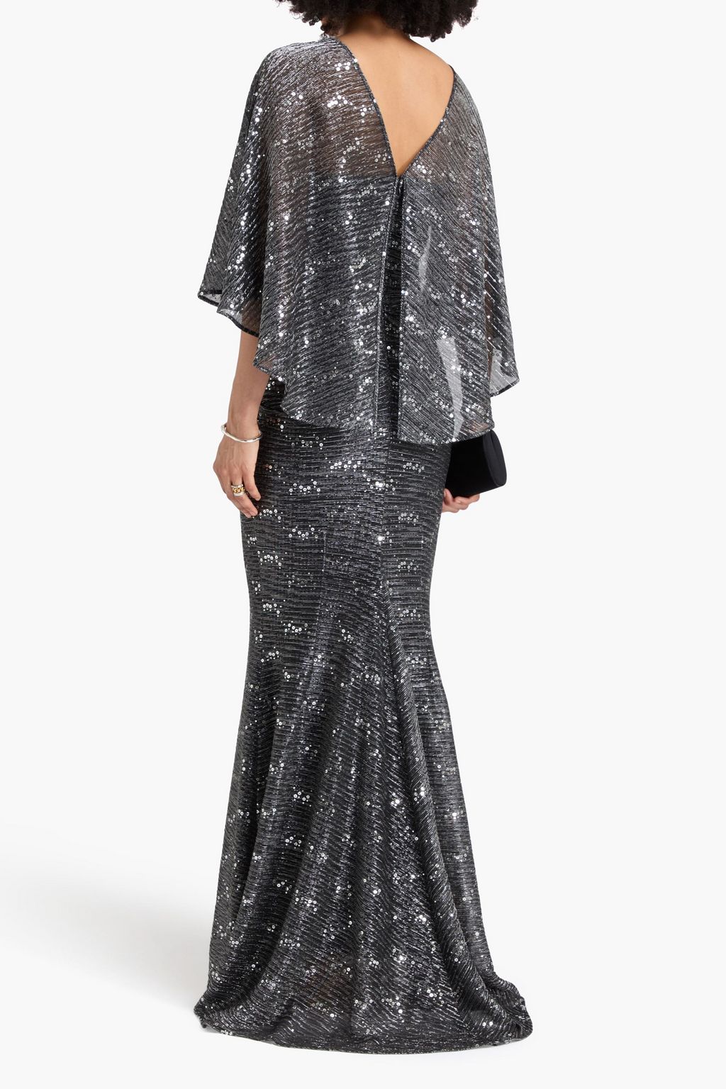 TALBOT RUNHOF Cape-effect sequined jersey gown