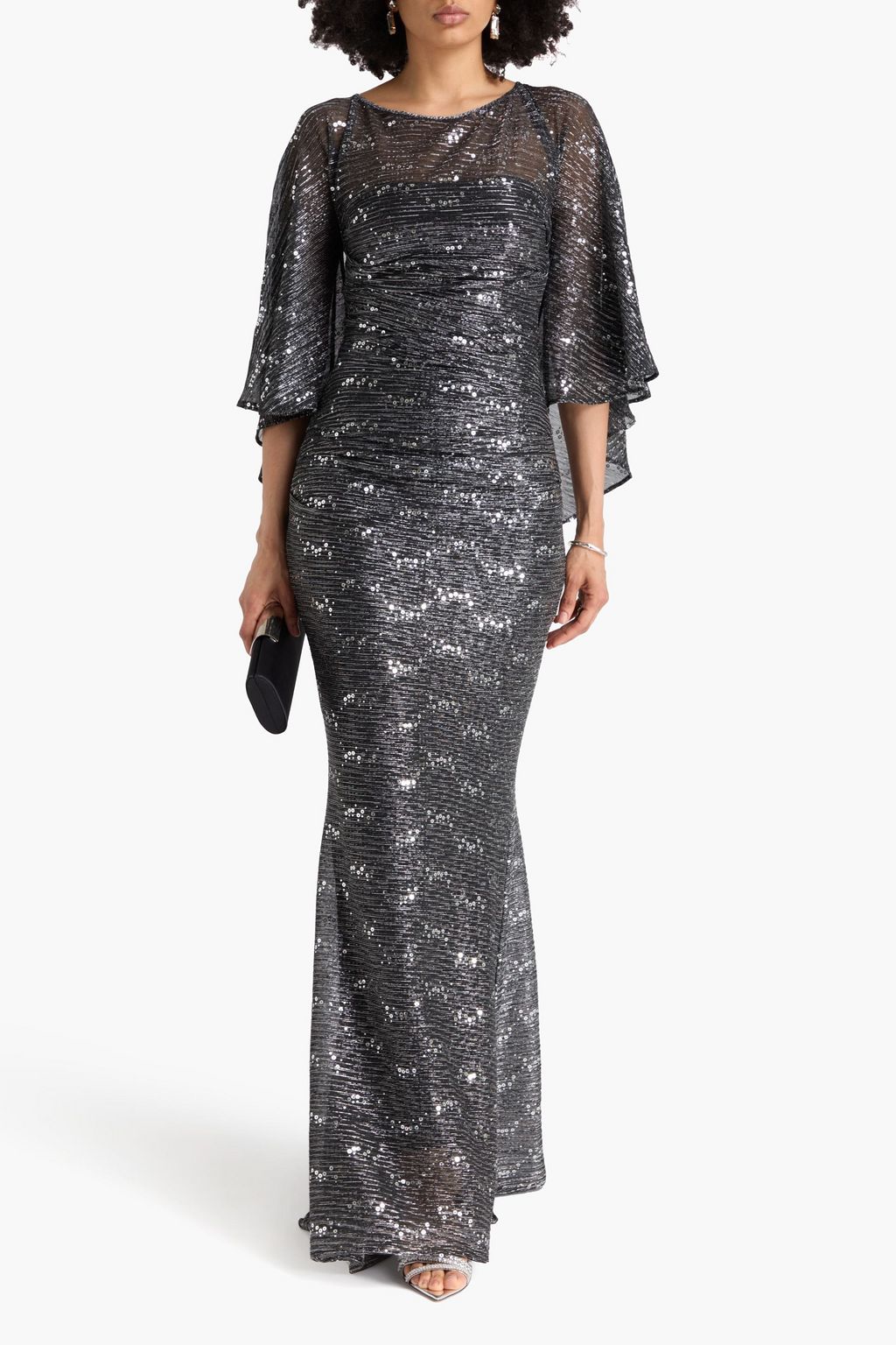 TALBOT RUNHOF Cape-effect sequined jersey gown