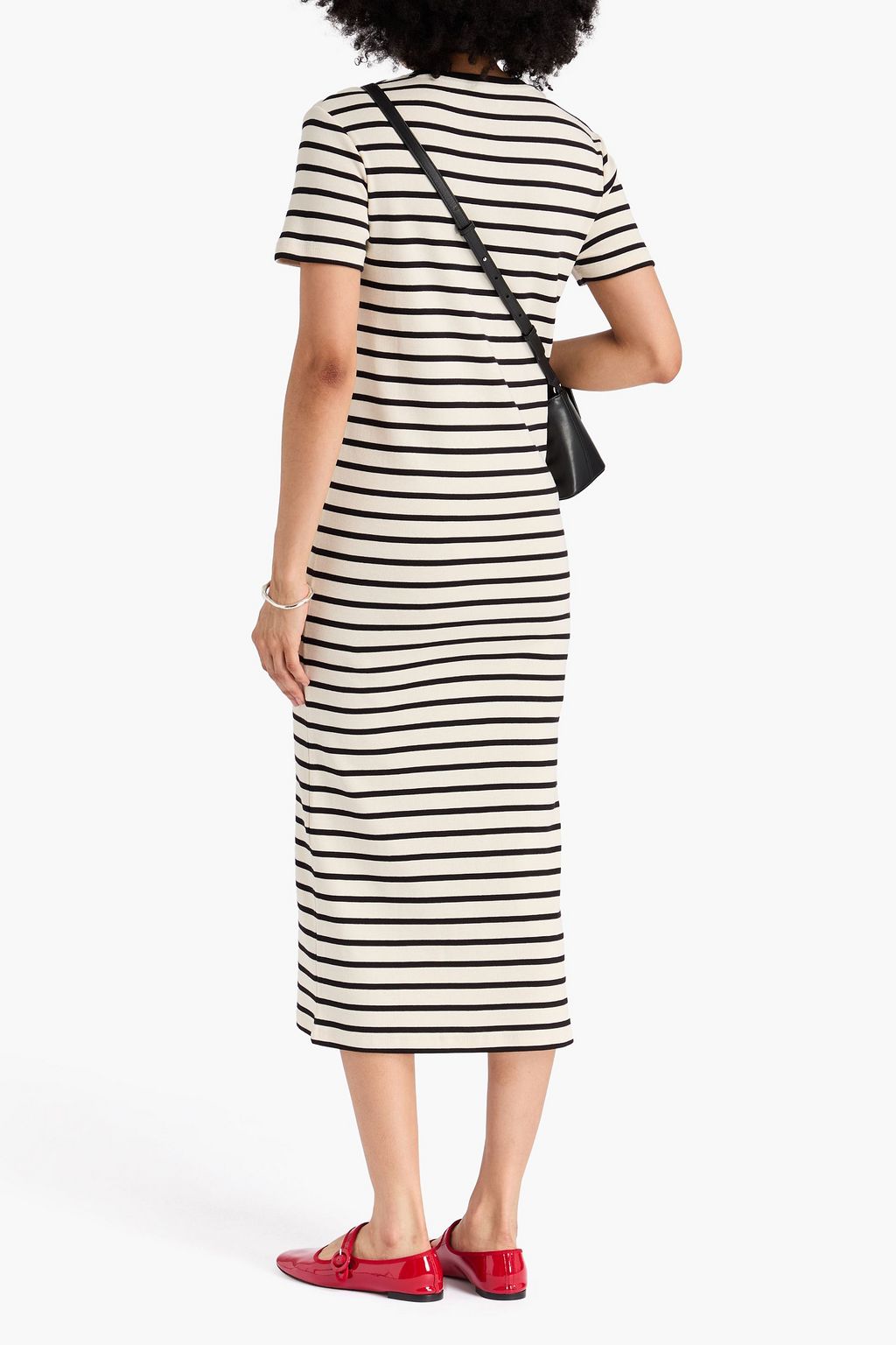 CLAUDIE PIERLOT Gestreiftes Midikleid aus Baumwoll-Jersey