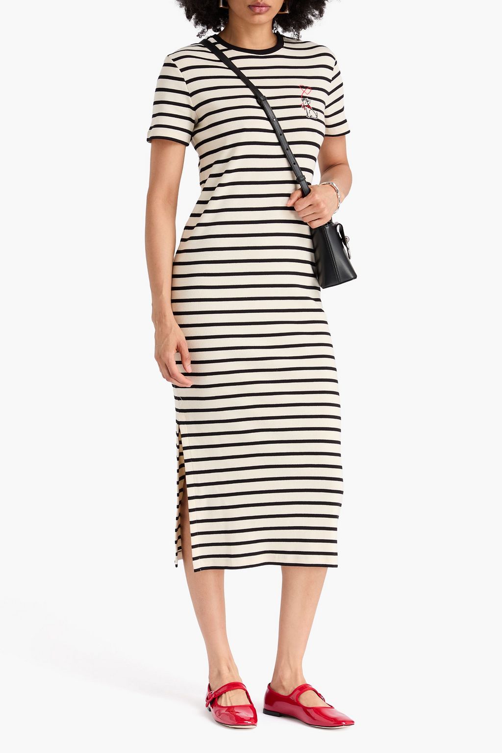 CLAUDIE PIERLOT Gestreiftes Midikleid aus Baumwoll-Jersey
