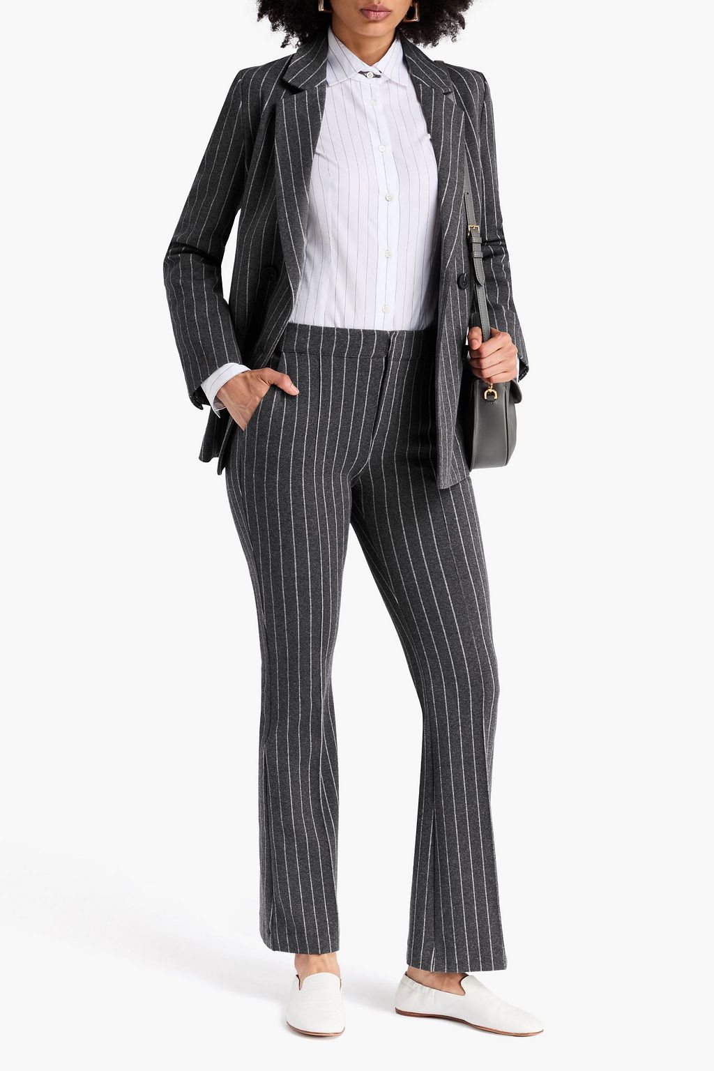 CLAUDIE PIERLOT Pinstriped cotton-blend bootcut pants