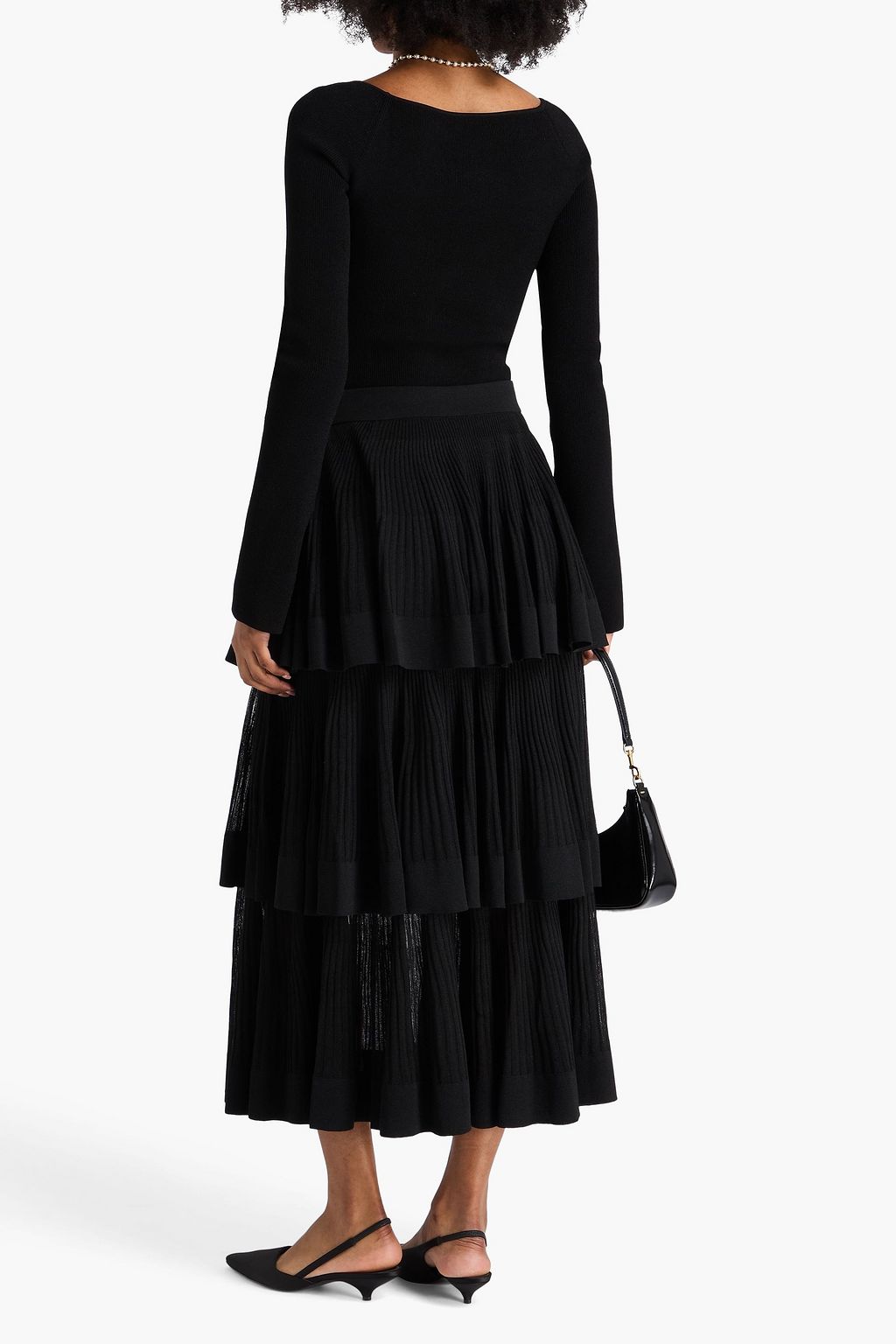 ZIMMERMANN リブ編みコットン混 ミディスカート ティアード