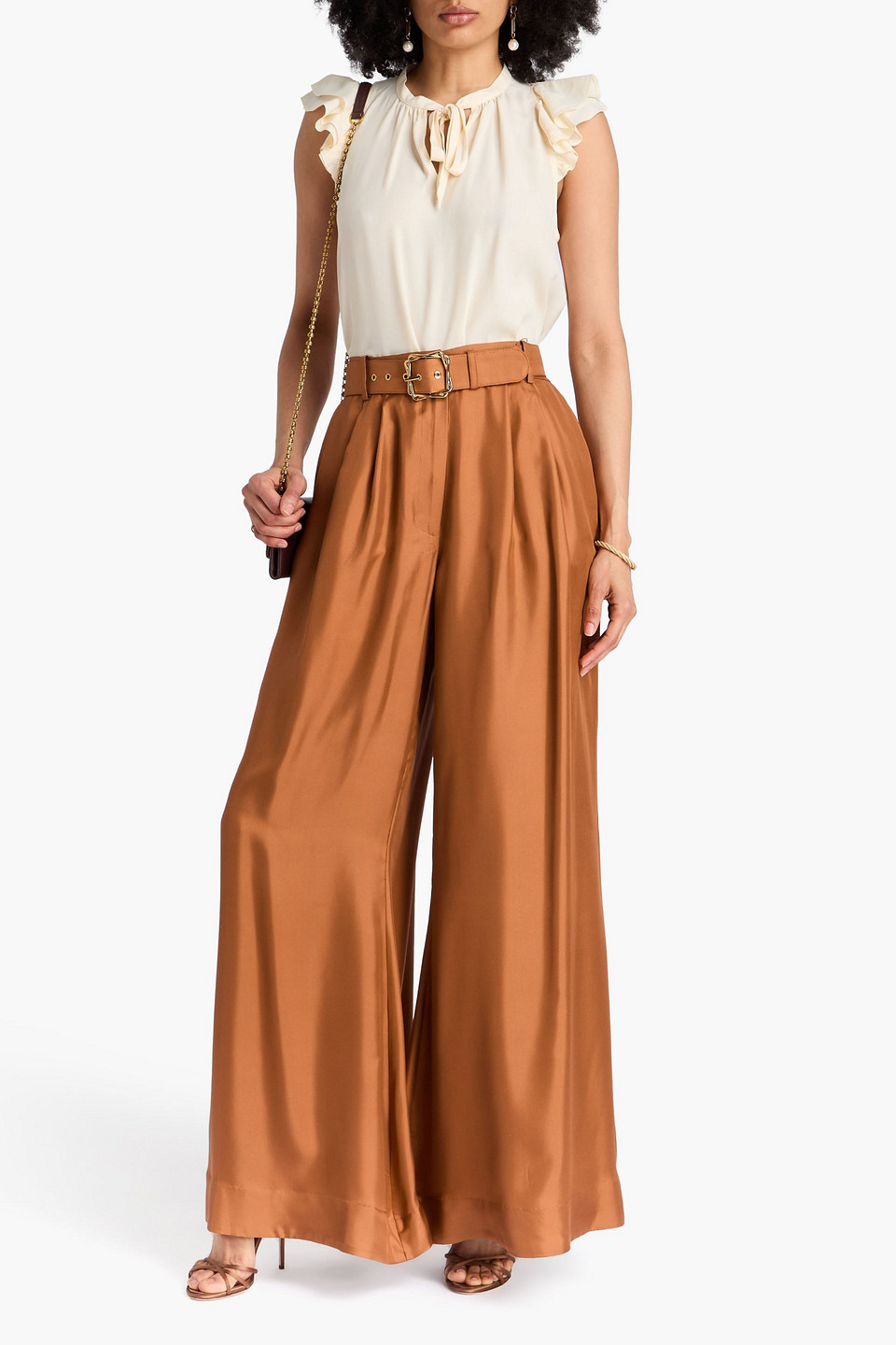 Zimmermann Illustration Double Tuck Trousers In Brown