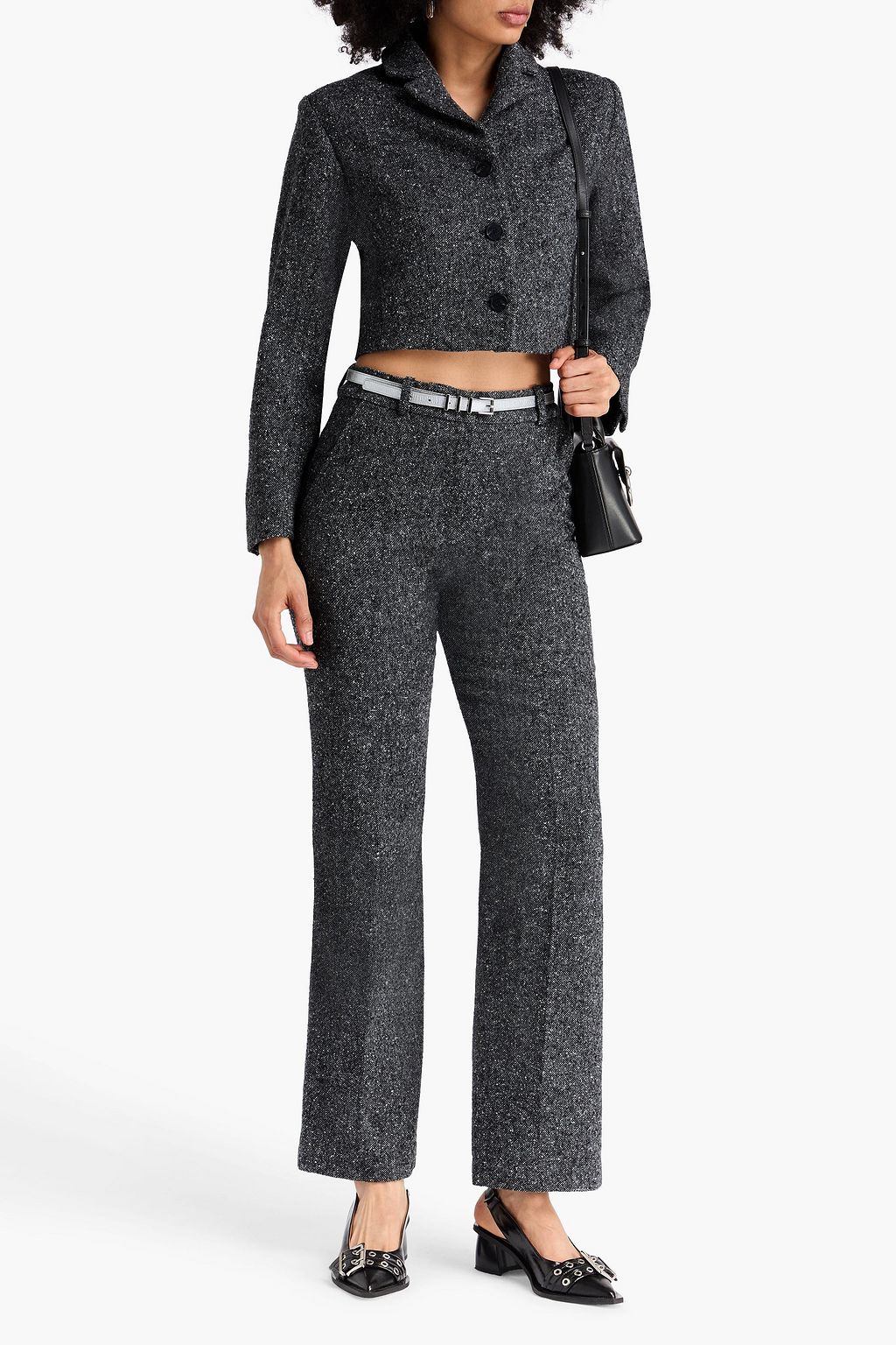 CLAUDIE PIERLOT Cropped bouclé-tweed jacket