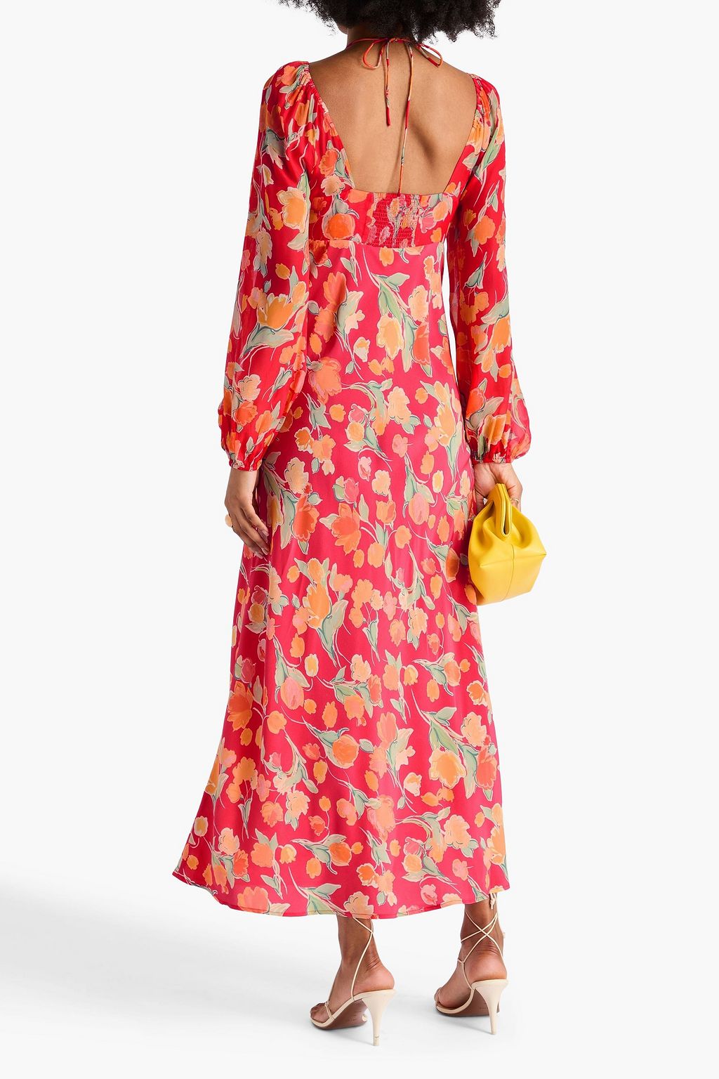 RIXO Midikleid „Jeanie“ aus Crêpe de Chine aus Seide mit floralem Print