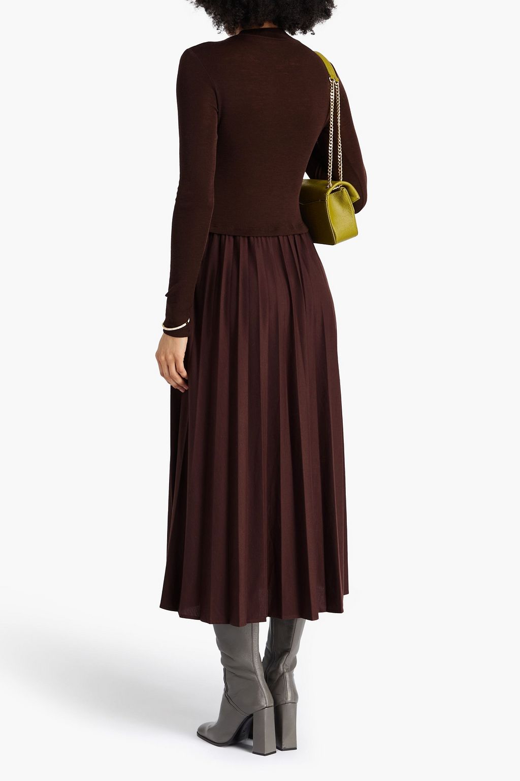 CLAUDIE PIERLOT ジャージー ミディワンピース リブ編みニットパネル