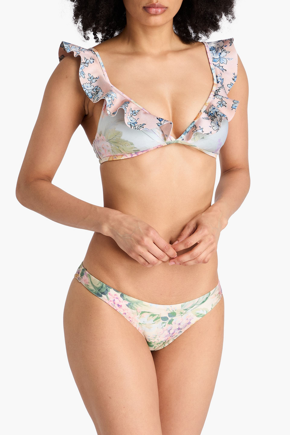  Zimmermann - Bikini-oberteil Mit Floralem Print Und Rüschen - Pink - 3 