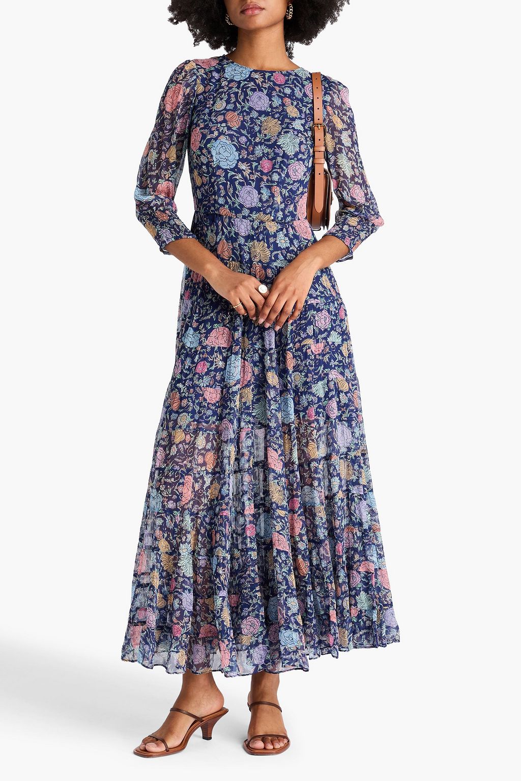 RIXO Kristen tiered floral-print crepon maxi dress