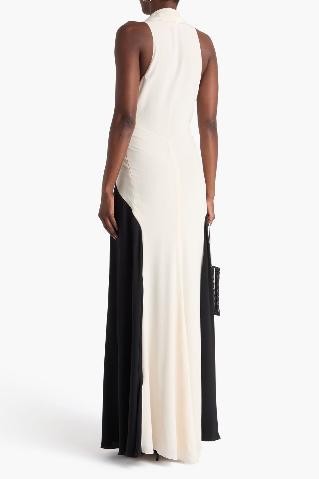 VICTORIA BECKHAM Off-the-shoulder two-tone silk-crepe gown