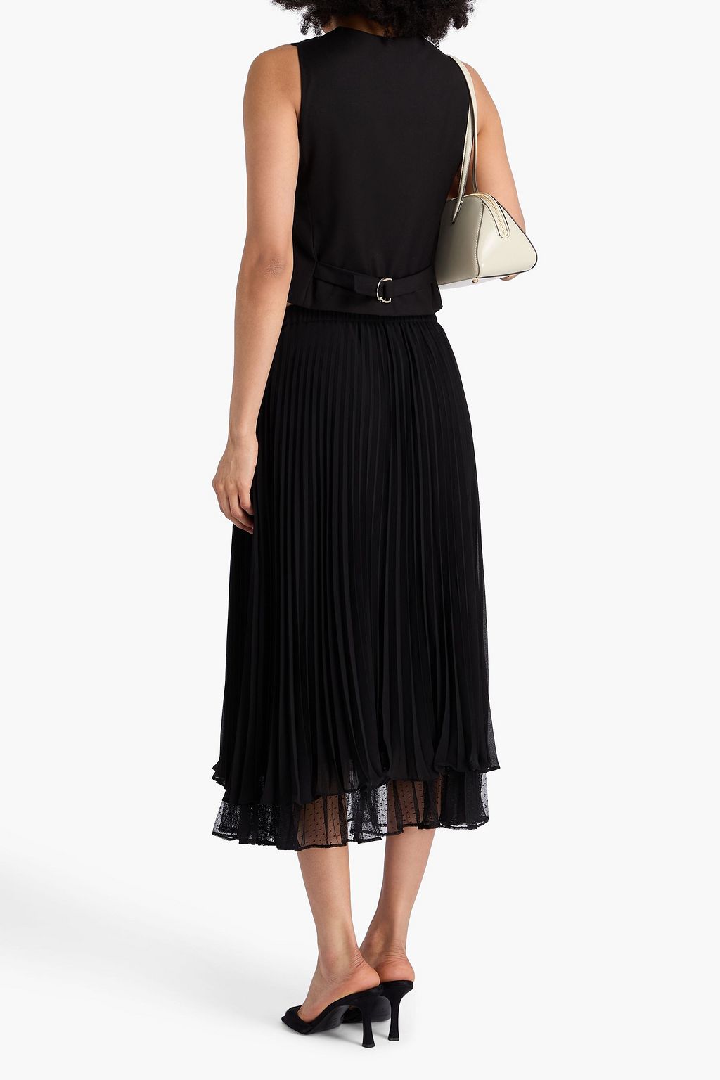 CLAUDIE PIERLOT 플리츠 디테일 크레퐁 미디 스커트