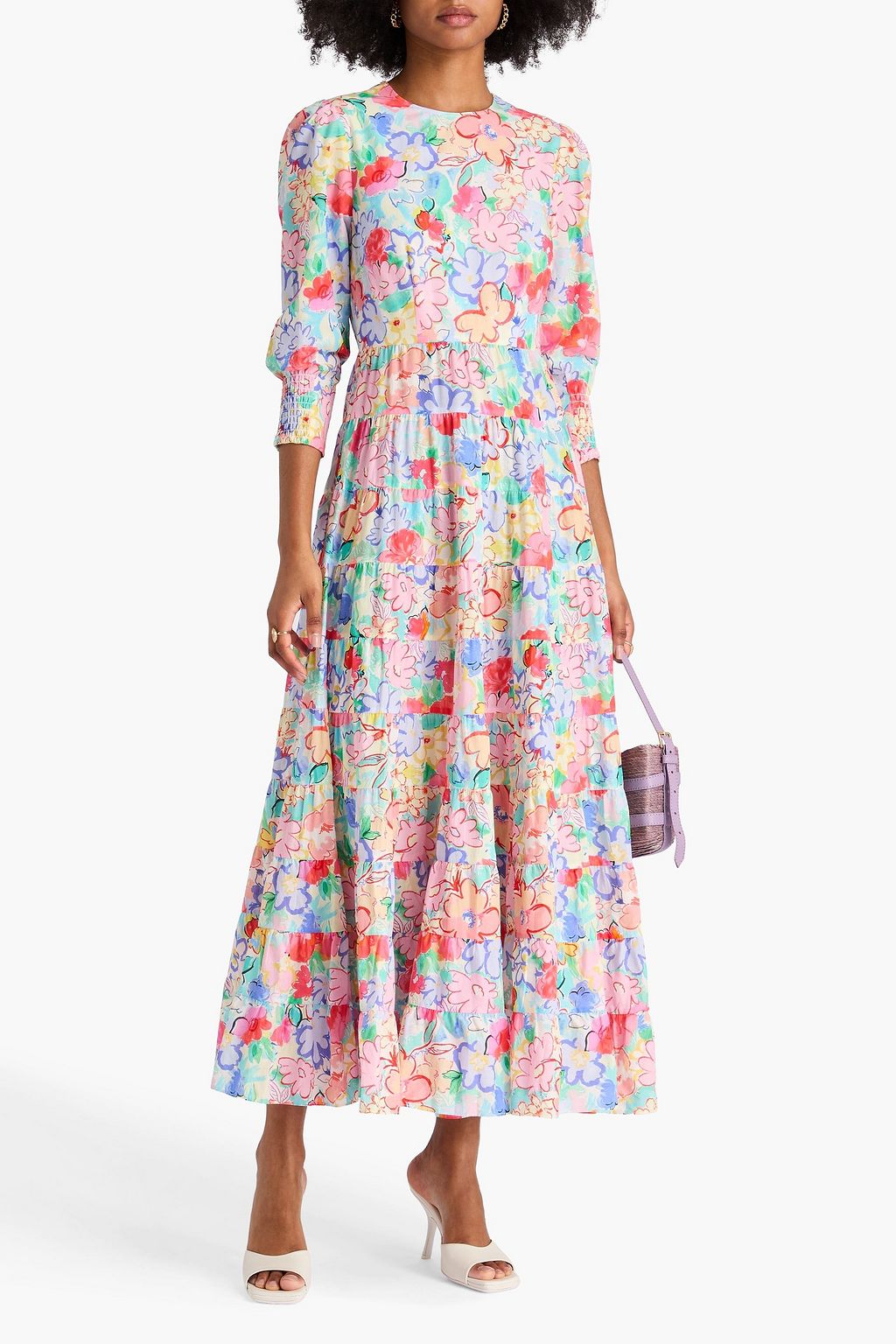 RIXO Kristen tiered floral-print cotton maxi dress