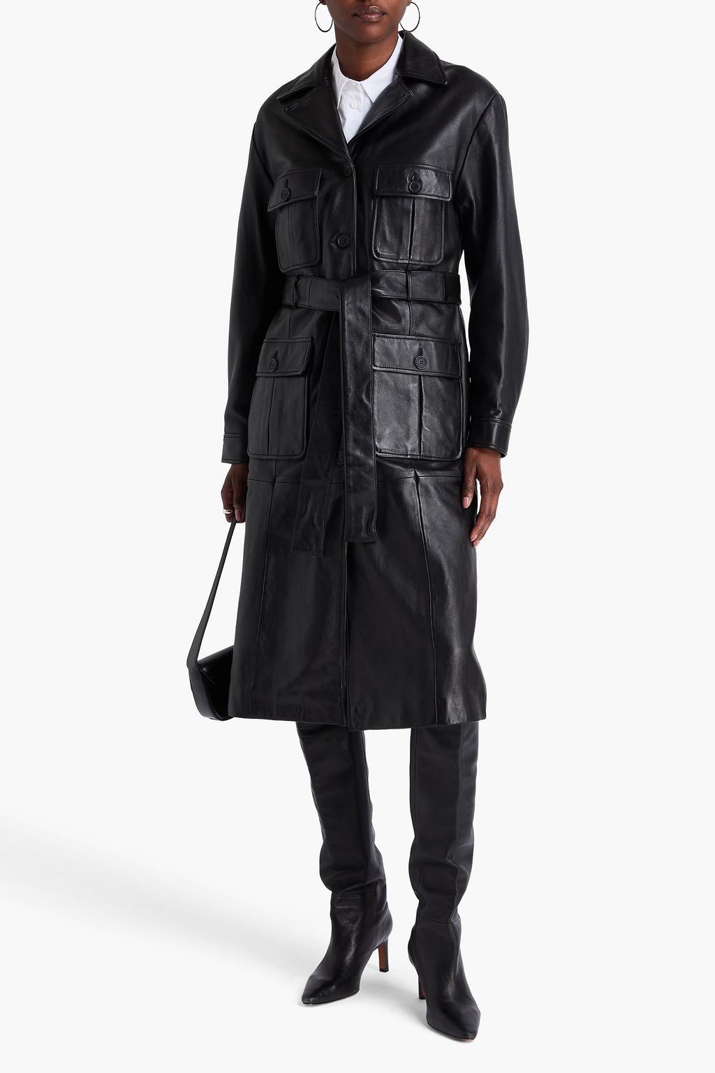 CLAUDIE PIERLOT Belted leather trench coat