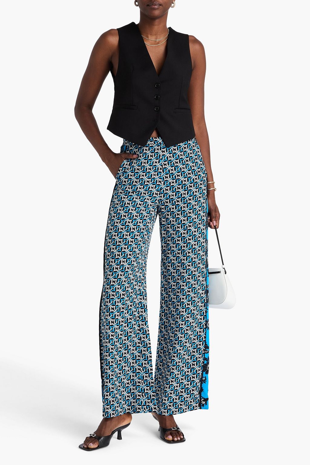 DIANE VON FURSTENBERG Bedruckte Hose „Sarina“ mit weitem Bein aus Twill