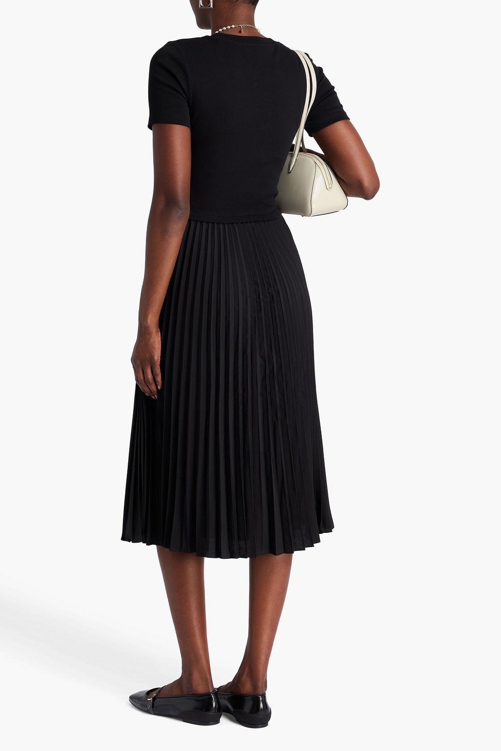 CLAUDIE PIERLOT Plissiertes Midikleid aus Crêpe mit Jersey-Einsätzen