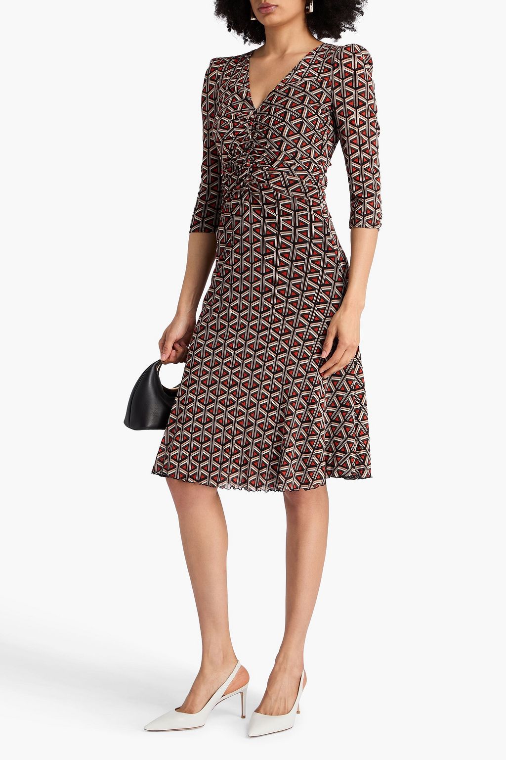 DIANE VON FURSTENBERG Ivan ruched printed knitted midi dress