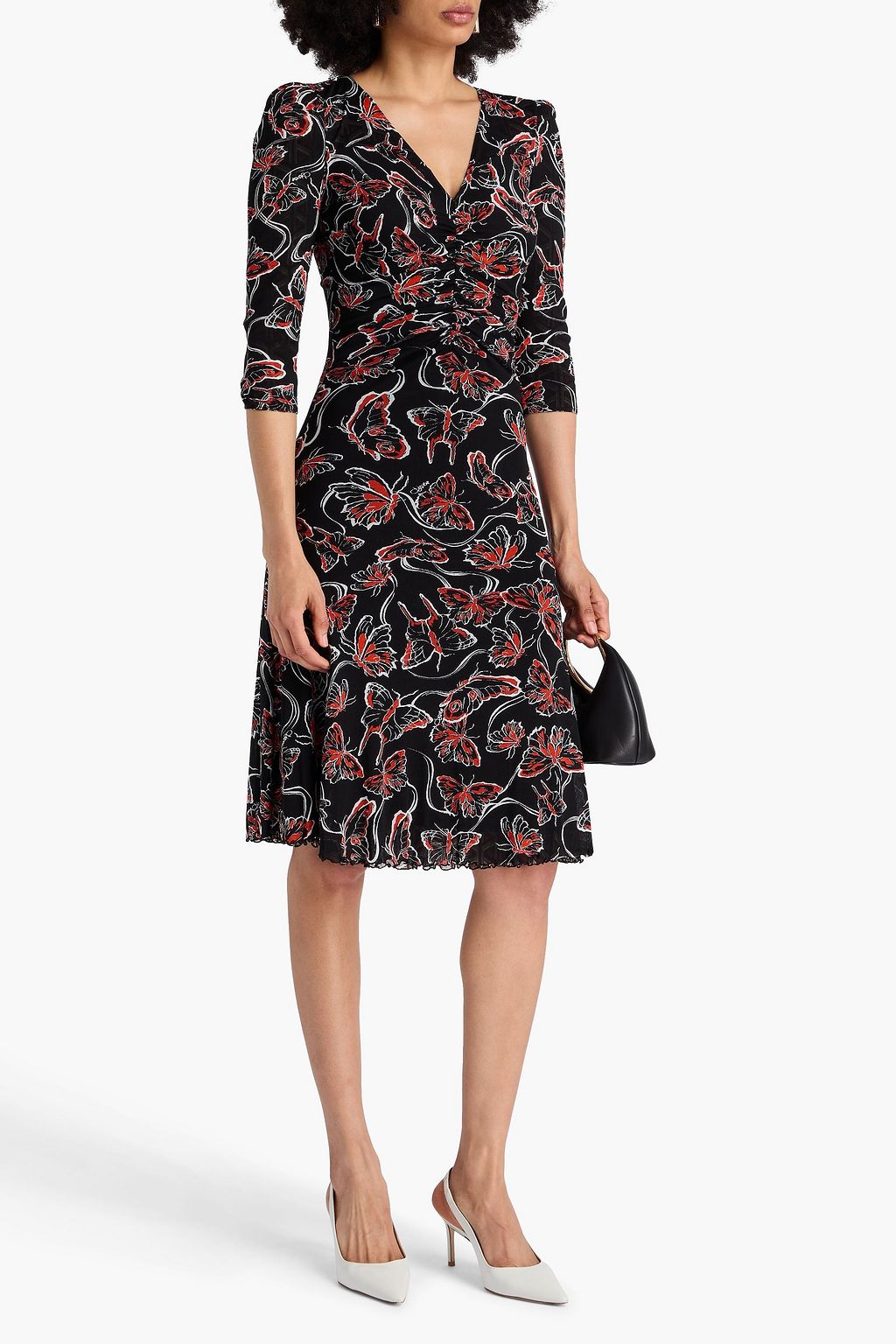 DIANE VON FURSTENBERG Ivan ruched printed knitted midi dress