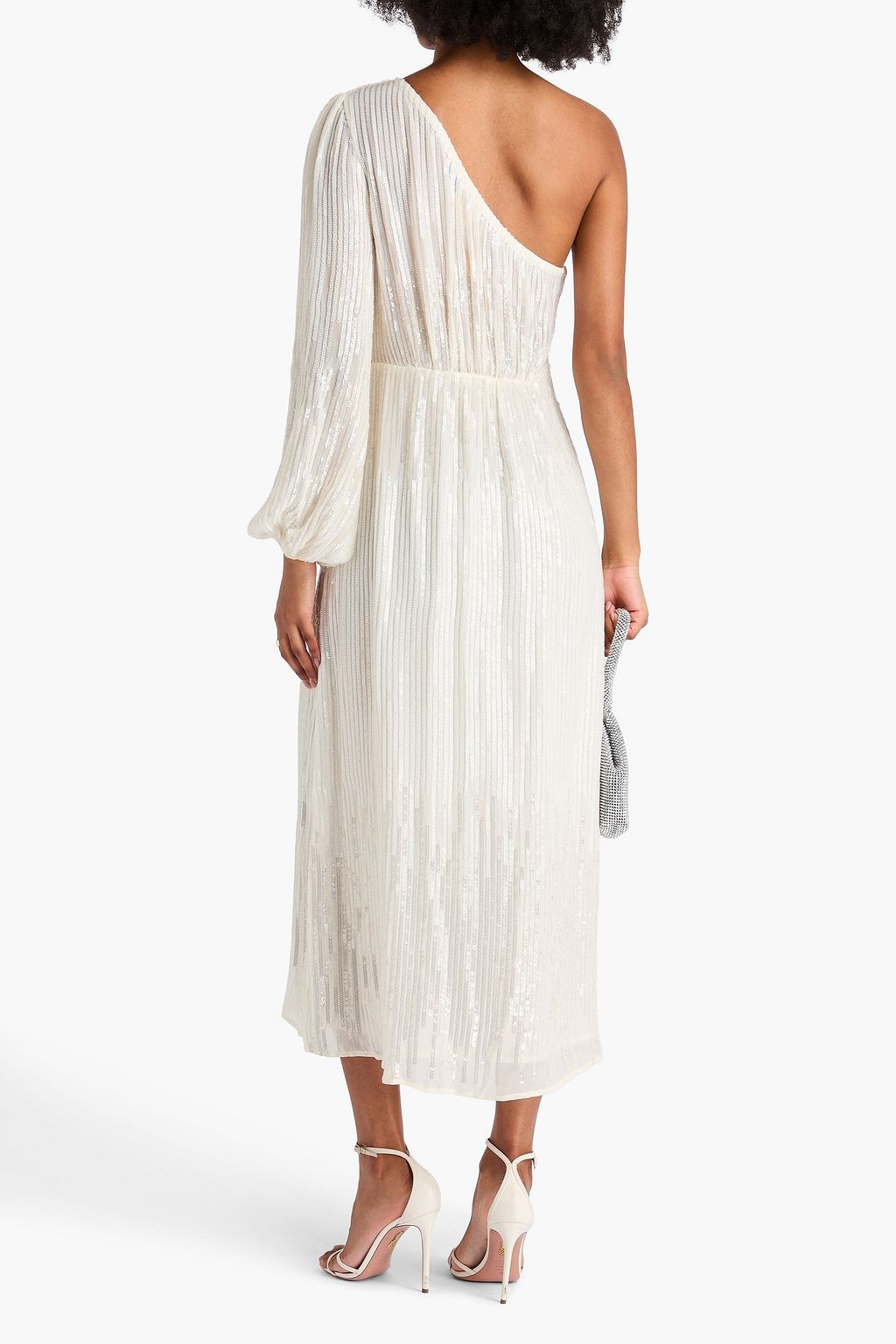 RIXO One-sleeve sequined georgette midi dress