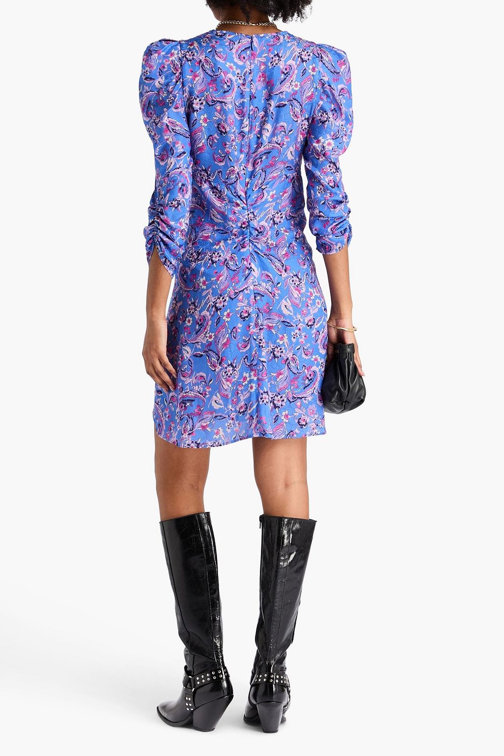 ISABEL MARANT ジャカード ミニワンピース ルーシュ入り フローラルプリント