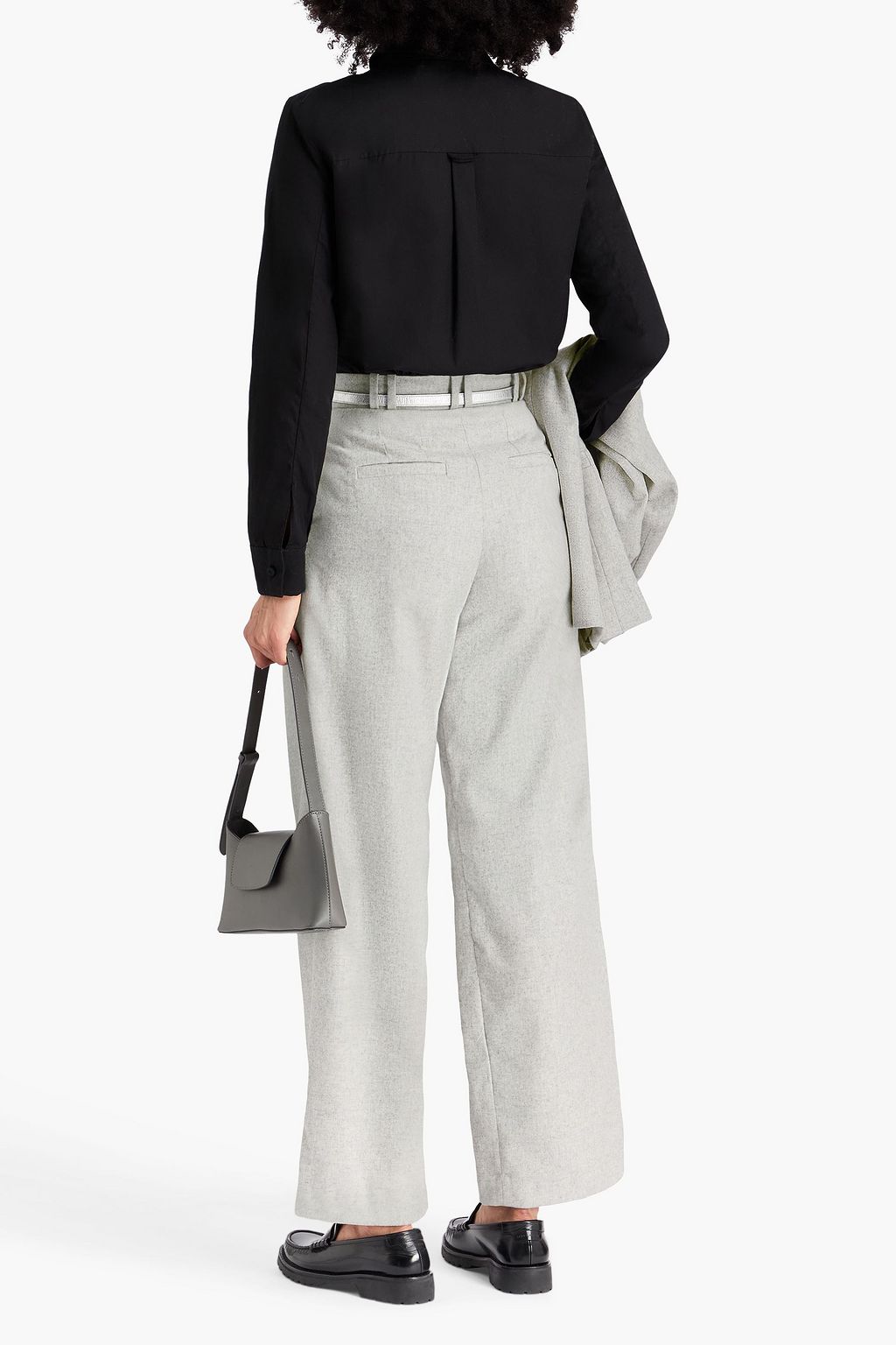 CLAUDIE PIERLOT Pleated wool-blend flannel tapered pants