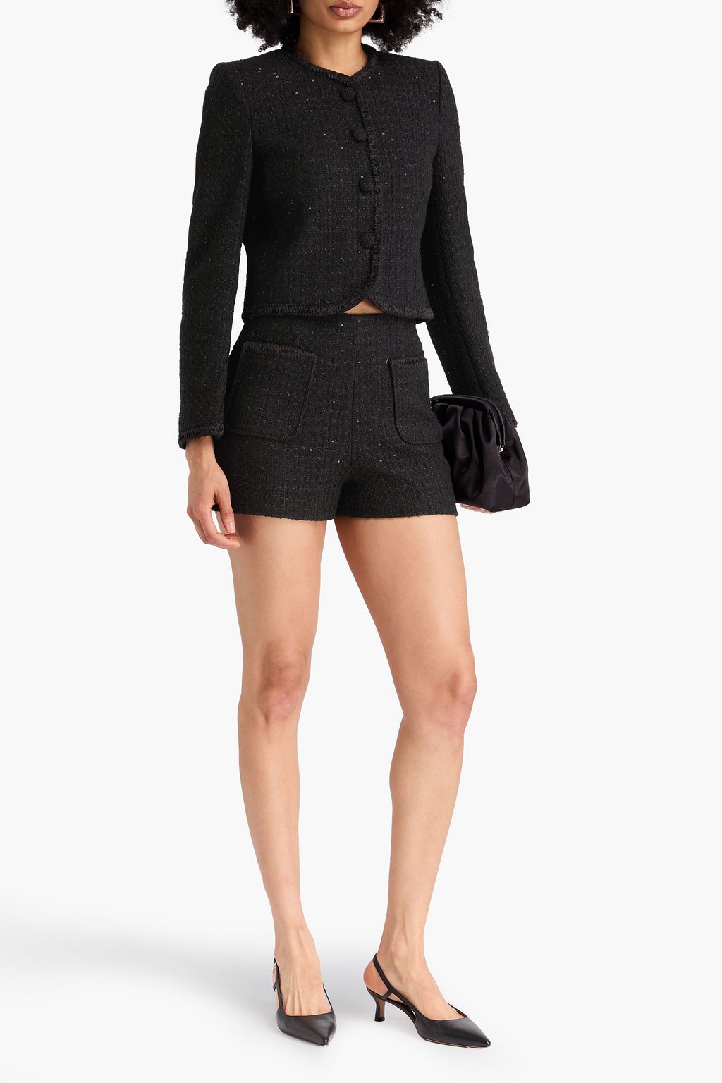 CLAUDIE PIERLOT شورت "إلجا" من التويد مزين وبلون معدني