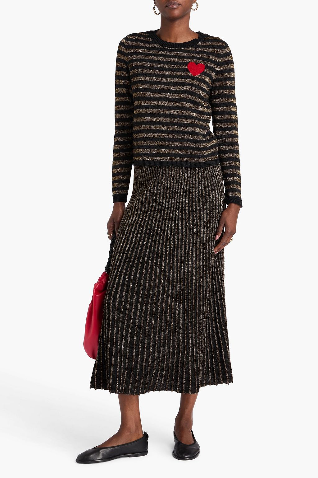 CHINTI & PARKER Metallic striped intarsia merino wool-blend sweater