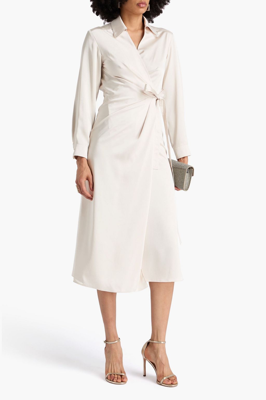 CLAUDIE PIERLOT Raquela pleated satin midi wrap dress