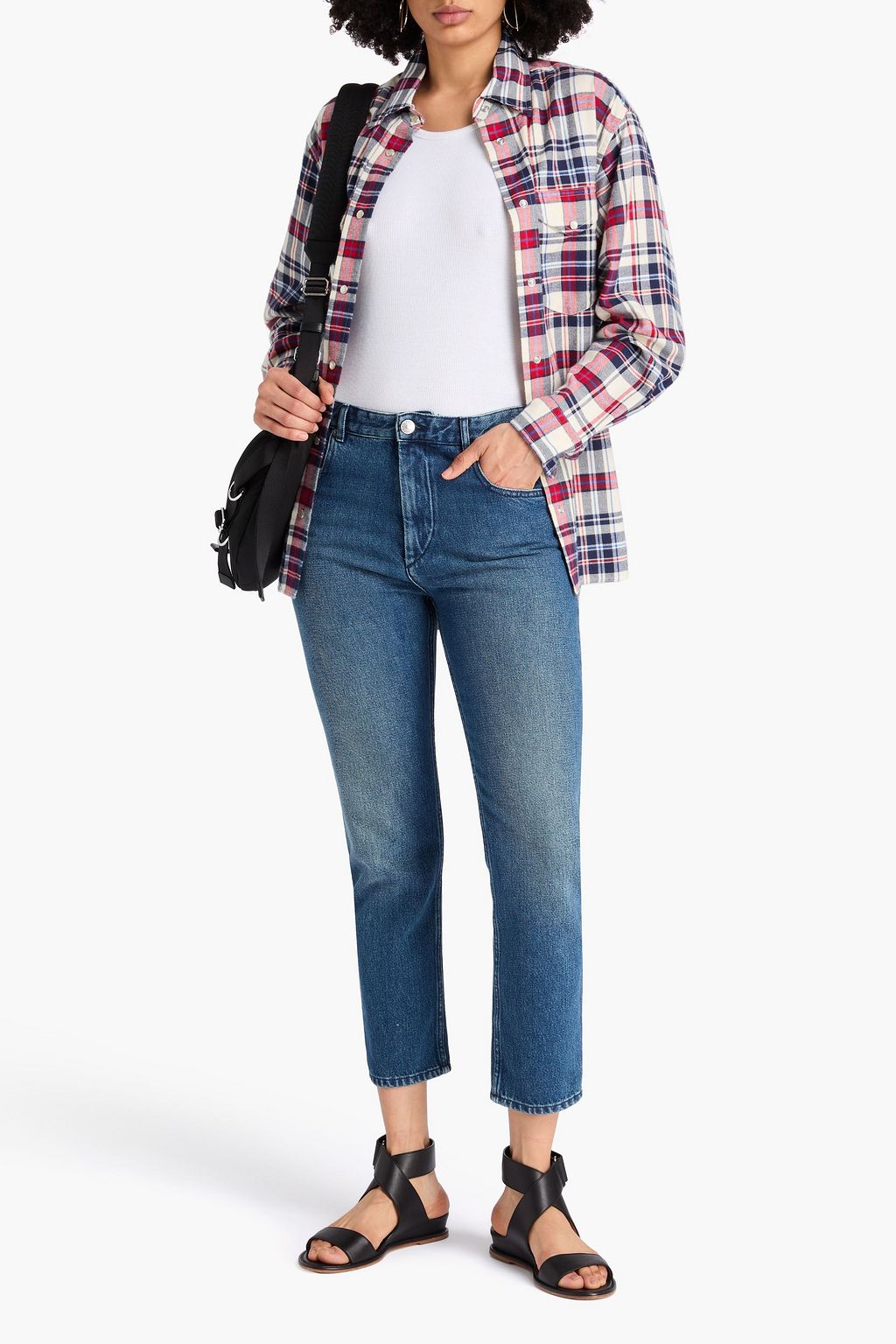 MARANT ÉTOILE クロップド ハイライズ テーパードジーンズ 色あせ加工