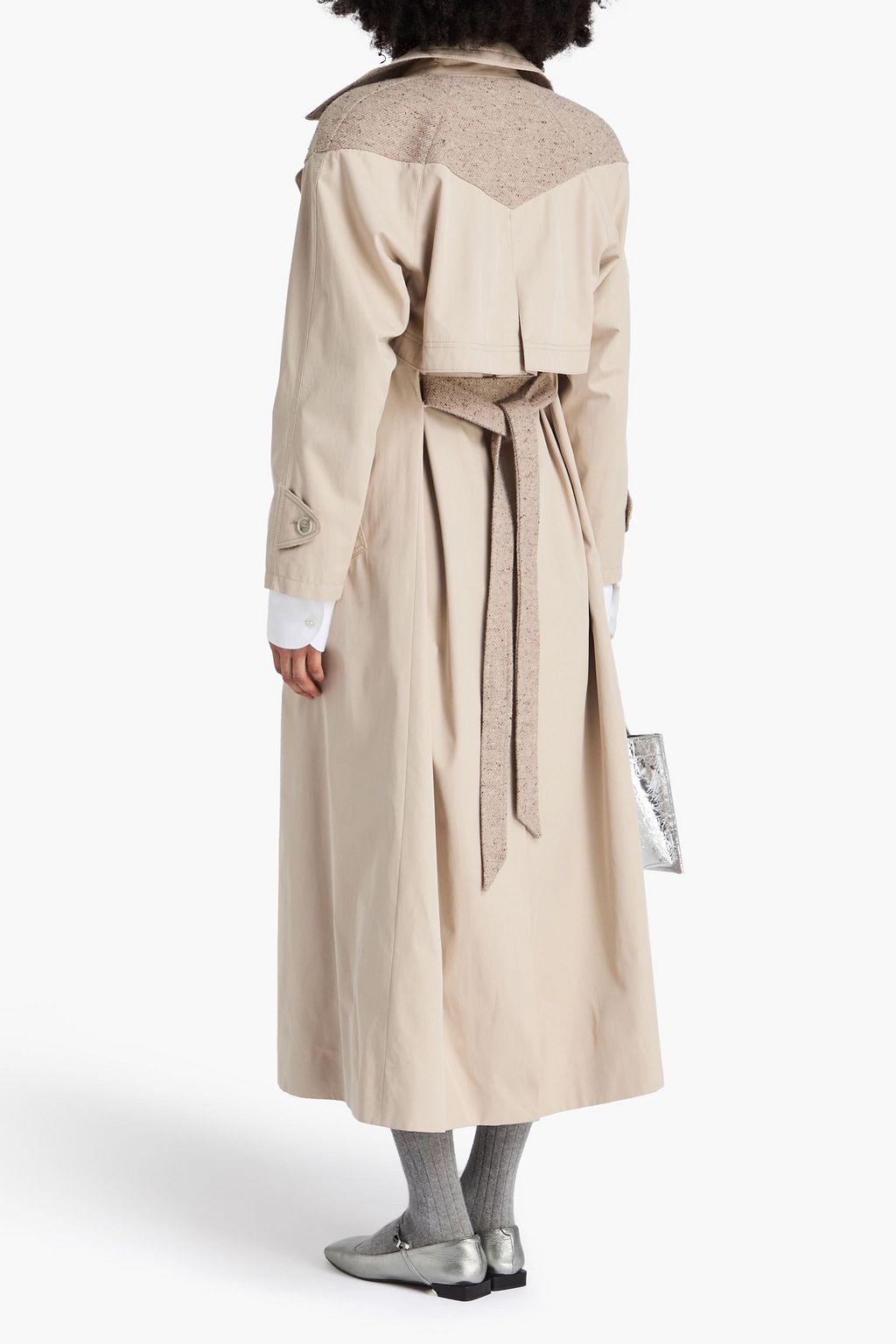 CLAUDIE PIERLOT Trenchcoat „Gabin“ aus Baumwoll-Twill mit Donegal-Einsätzen