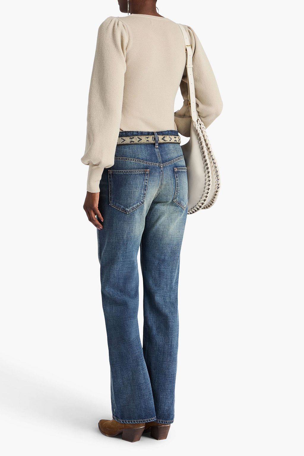 MARANT ÉTOILE ハイライズ フレアジーンズ 色あせ加工