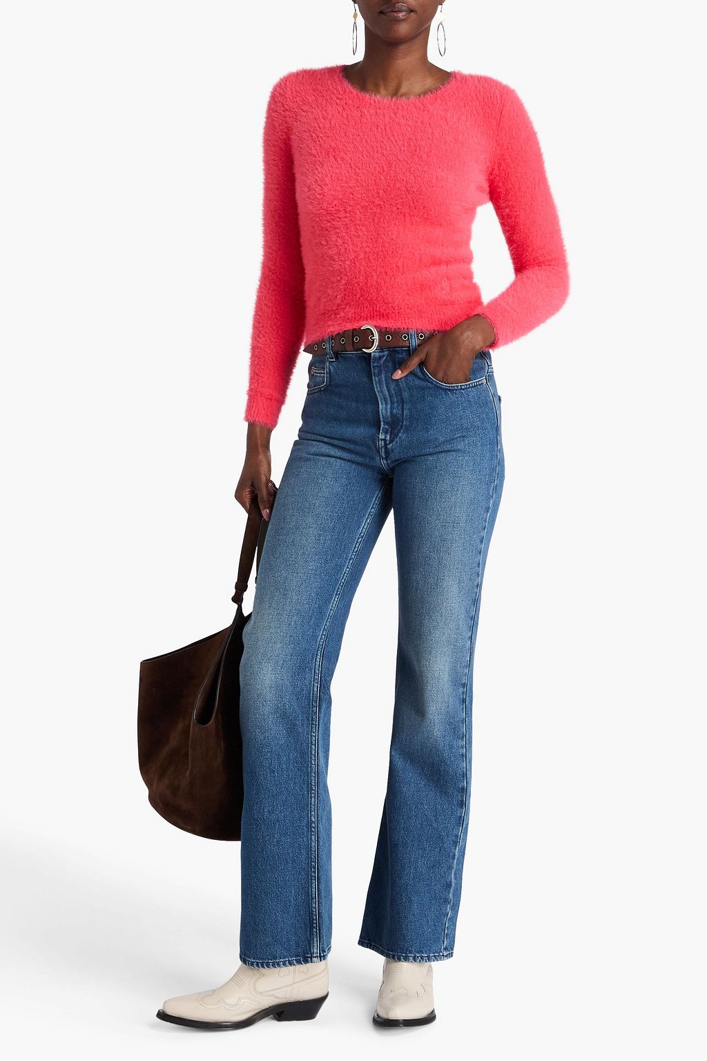MARANT ÉTOILE ハイライズ フレアジーンズ 色あせ加工