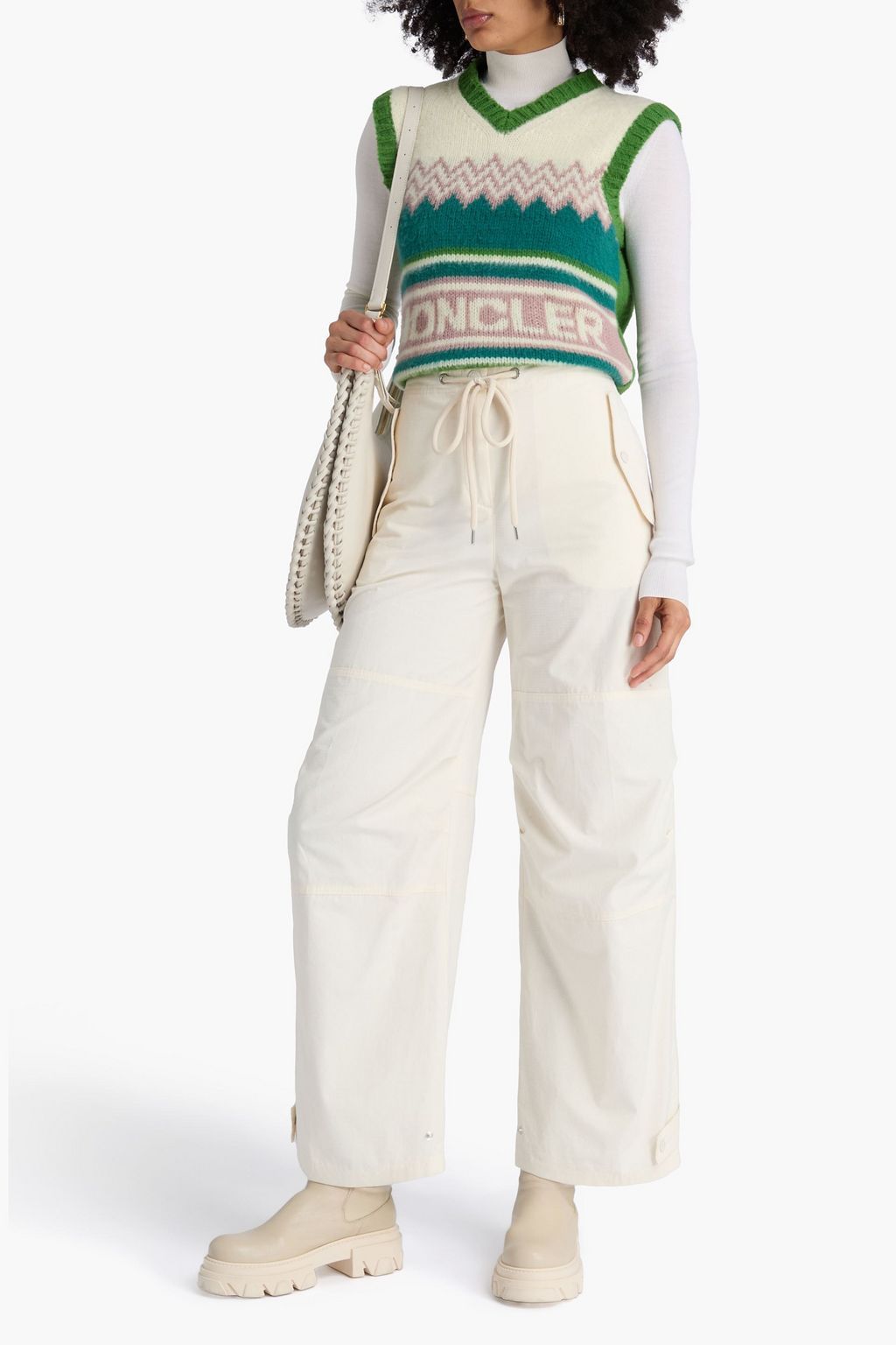 MONCLER Pleated ripstop cargo pants