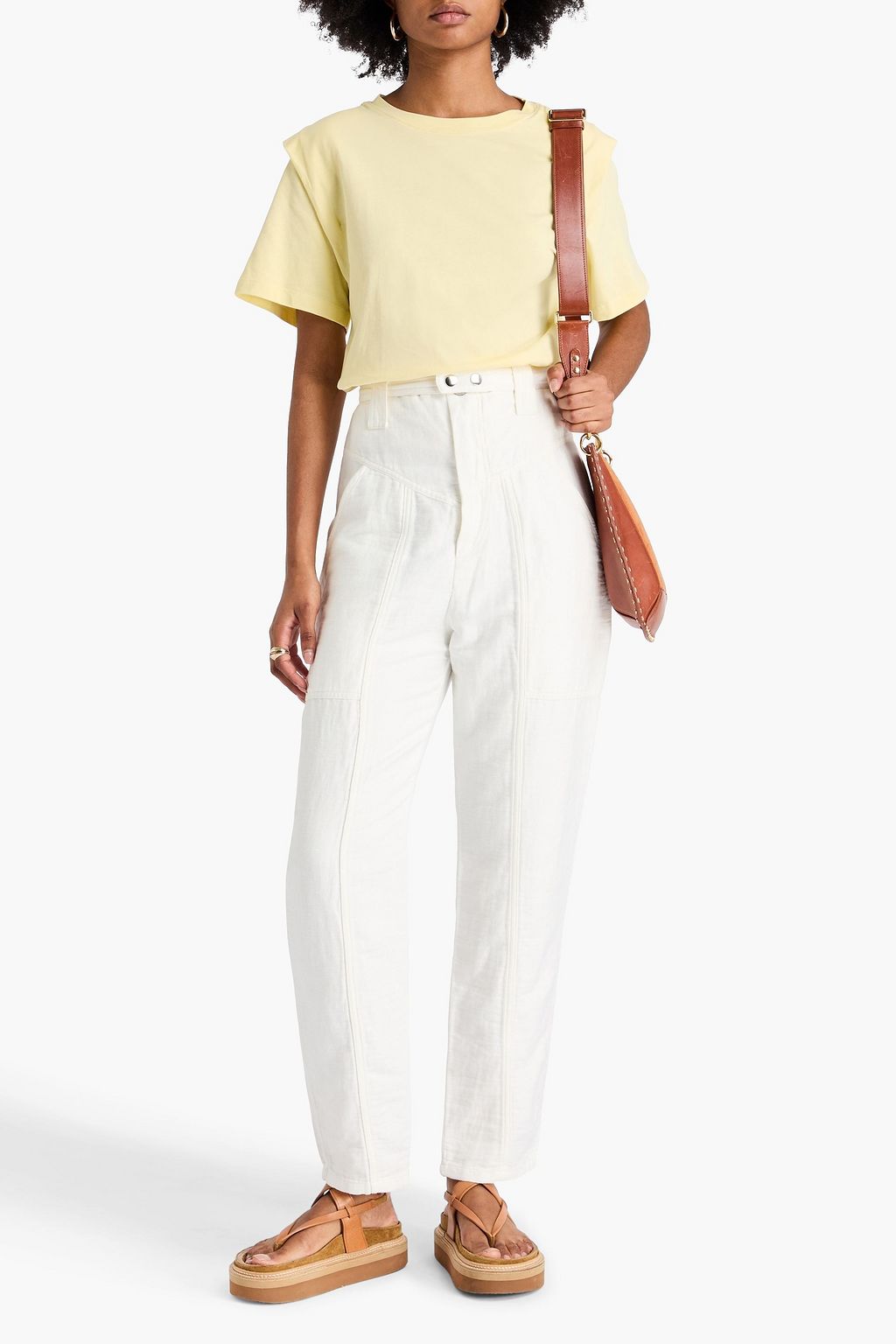 ISABEL MARANT Kaori cotton and linen-blend twill tapered pants