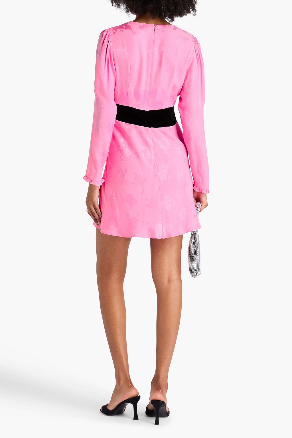 RIXO Bambi bow-detailed jacquard mini dress