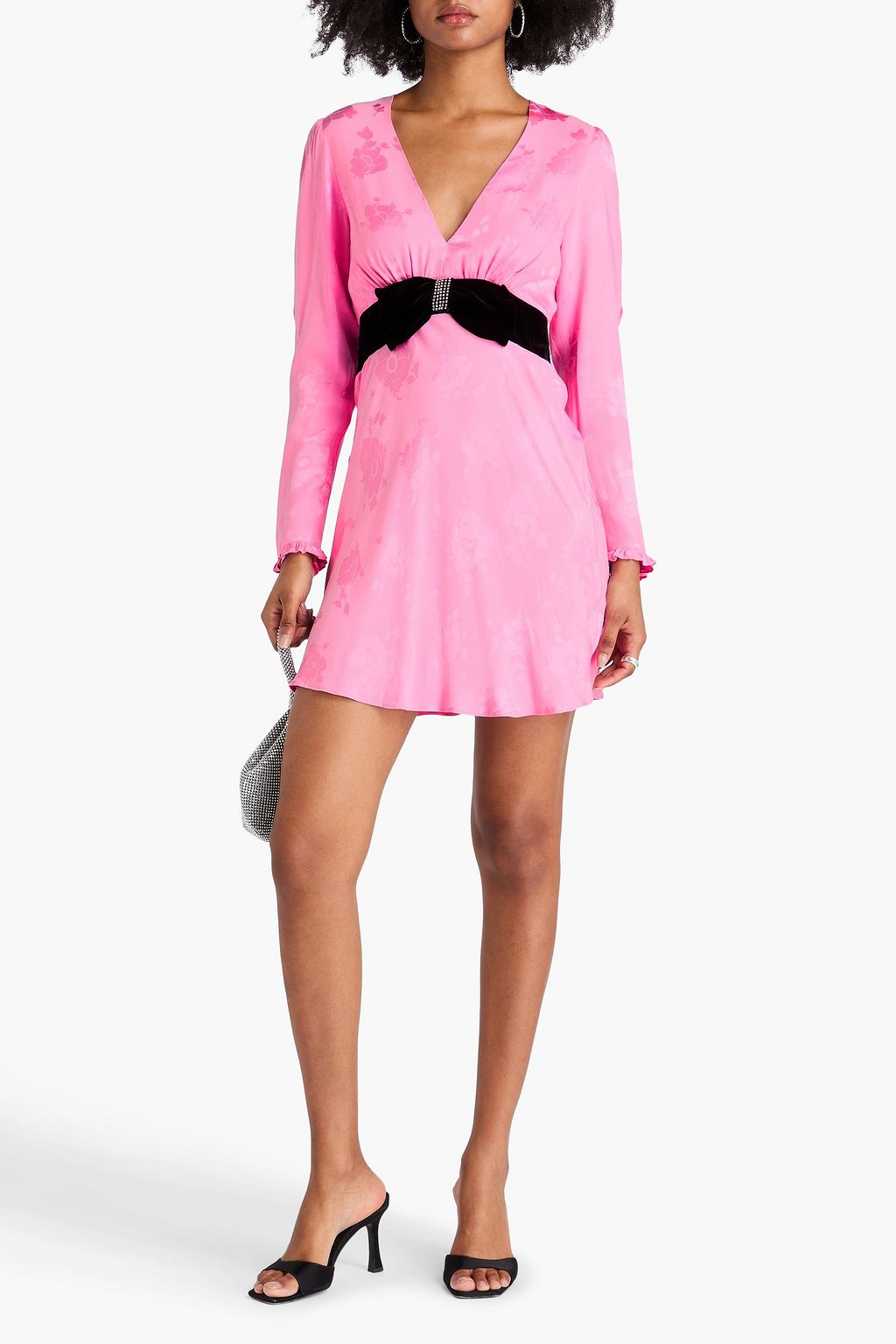 RIXO Bambi bow-detailed jacquard mini dress