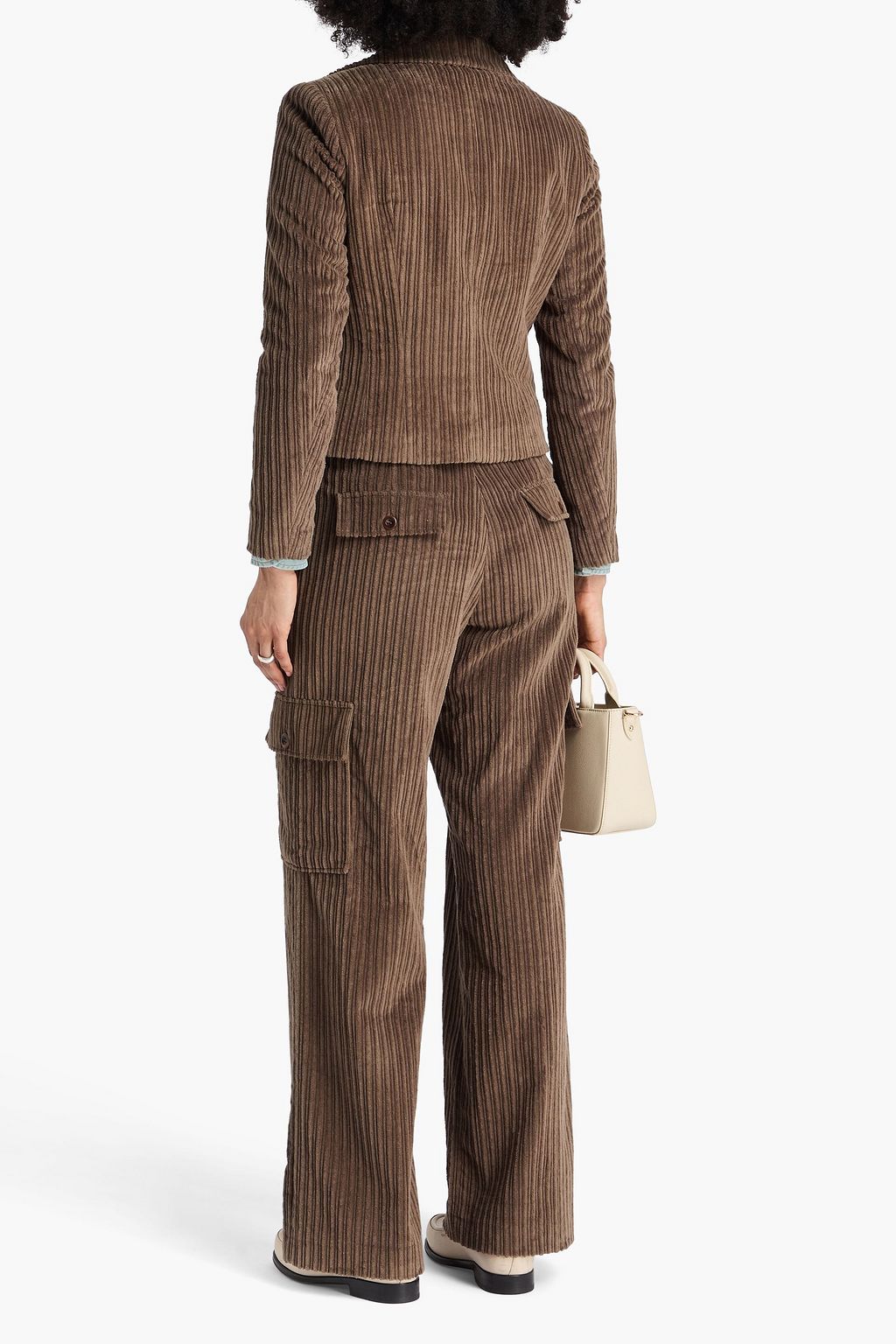 CLAUDIE PIERLOT جاكيت من قطن مخمل مضلّع