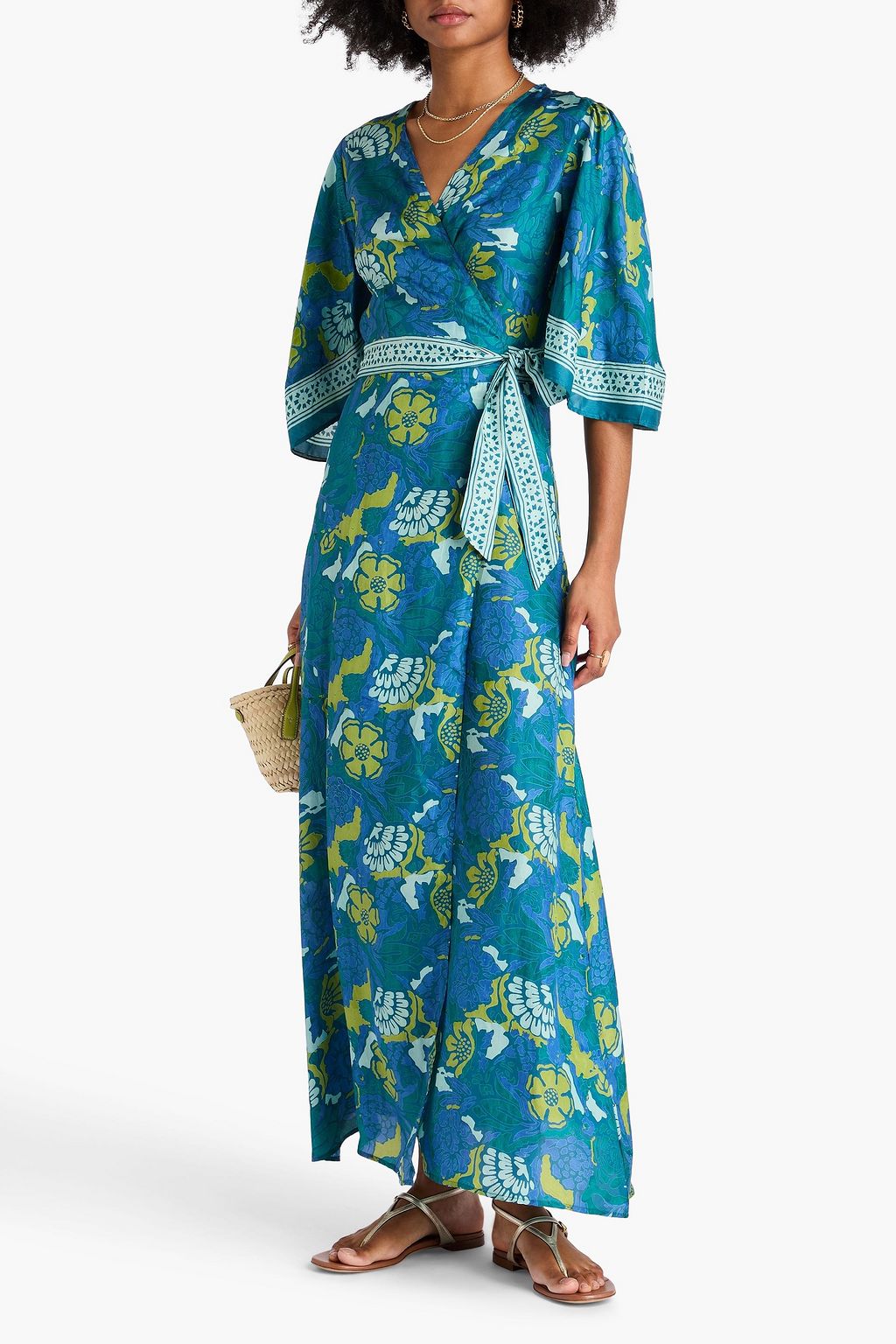 HANNAH Antonia Maxi-Wickelkleid aus Habotai-Seide mit Print