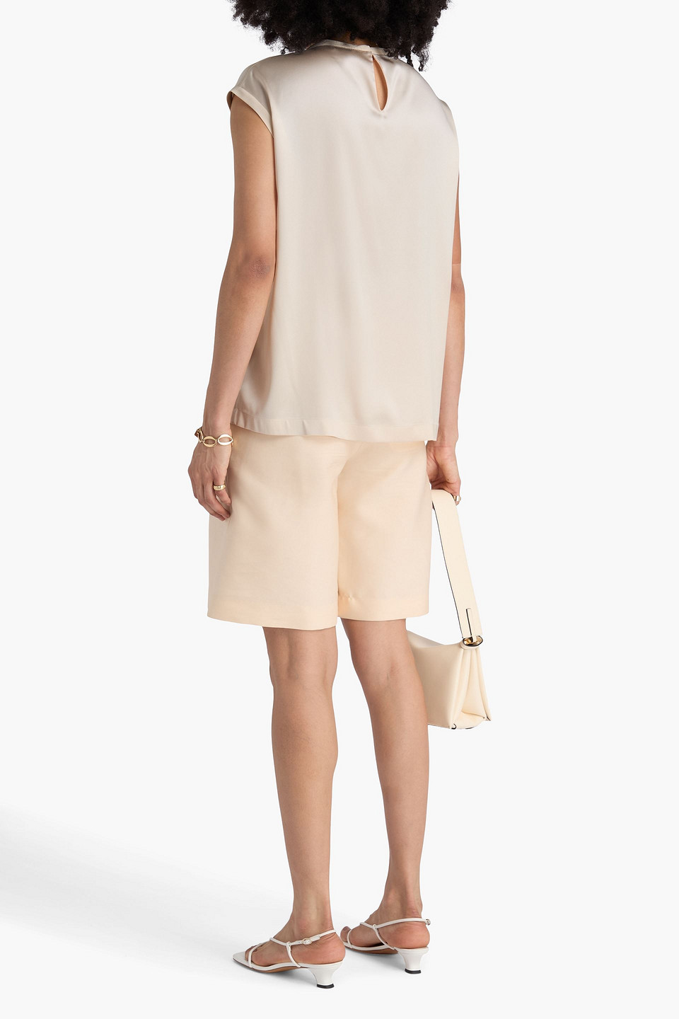 Brunello Cucinelli Oberteil Aus Stretch-seidensatin Mit Zierperlen