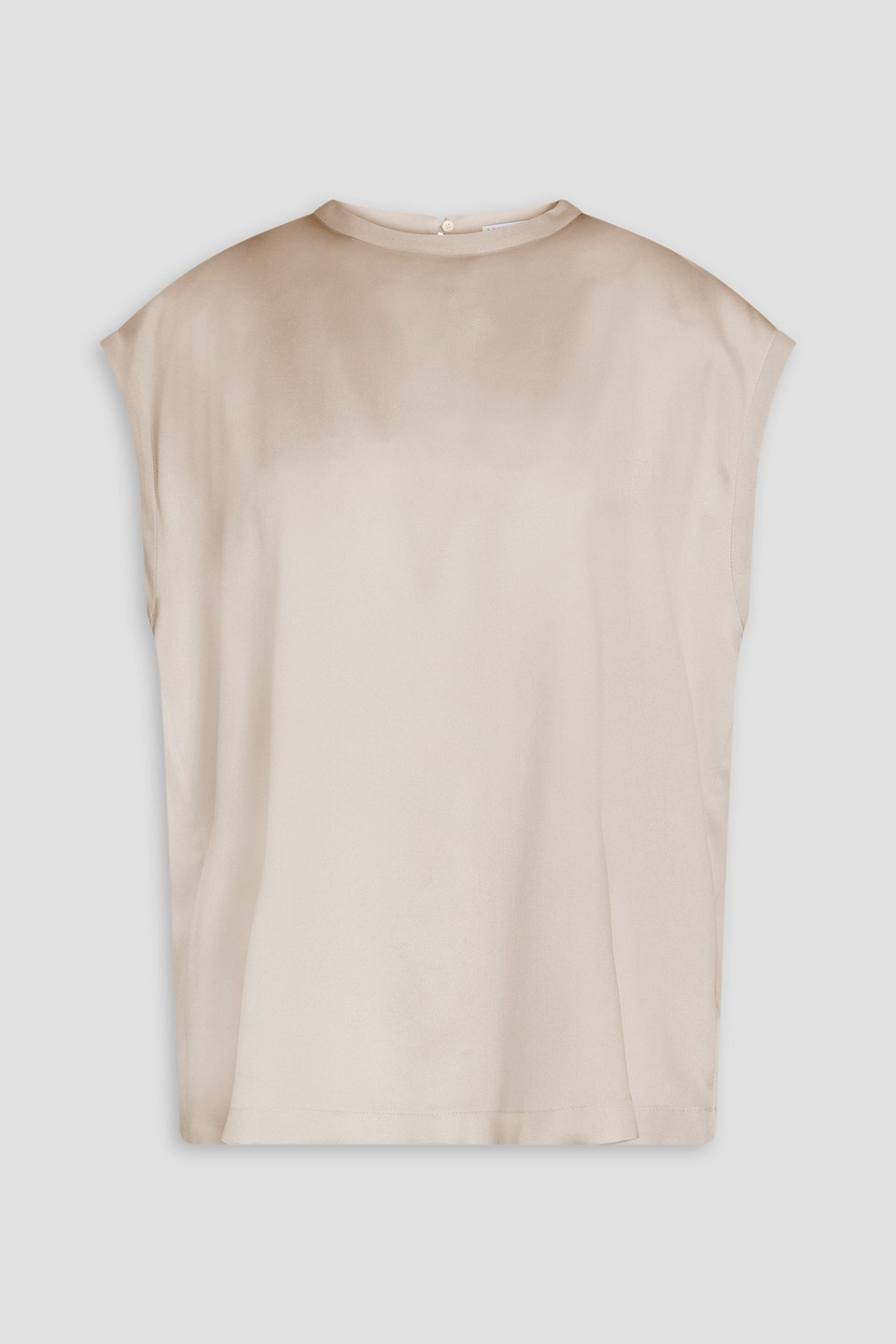 Brunello Cucinelli Oberteil Aus Stretch-seidensatin Mit Zierperlen In Sand