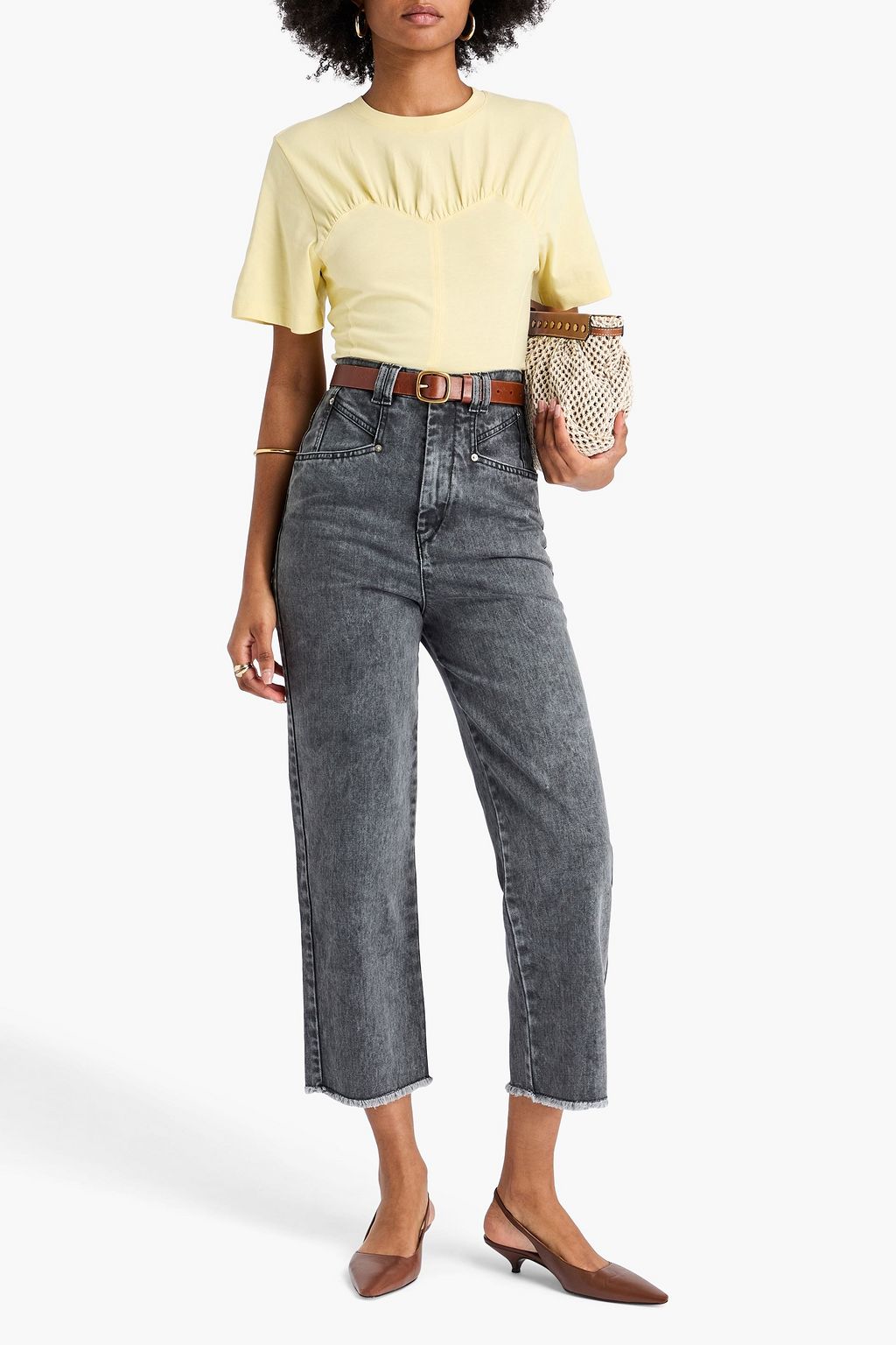ISABEL MARANT クロップド ハイライズ ストレートレッグジーンズ